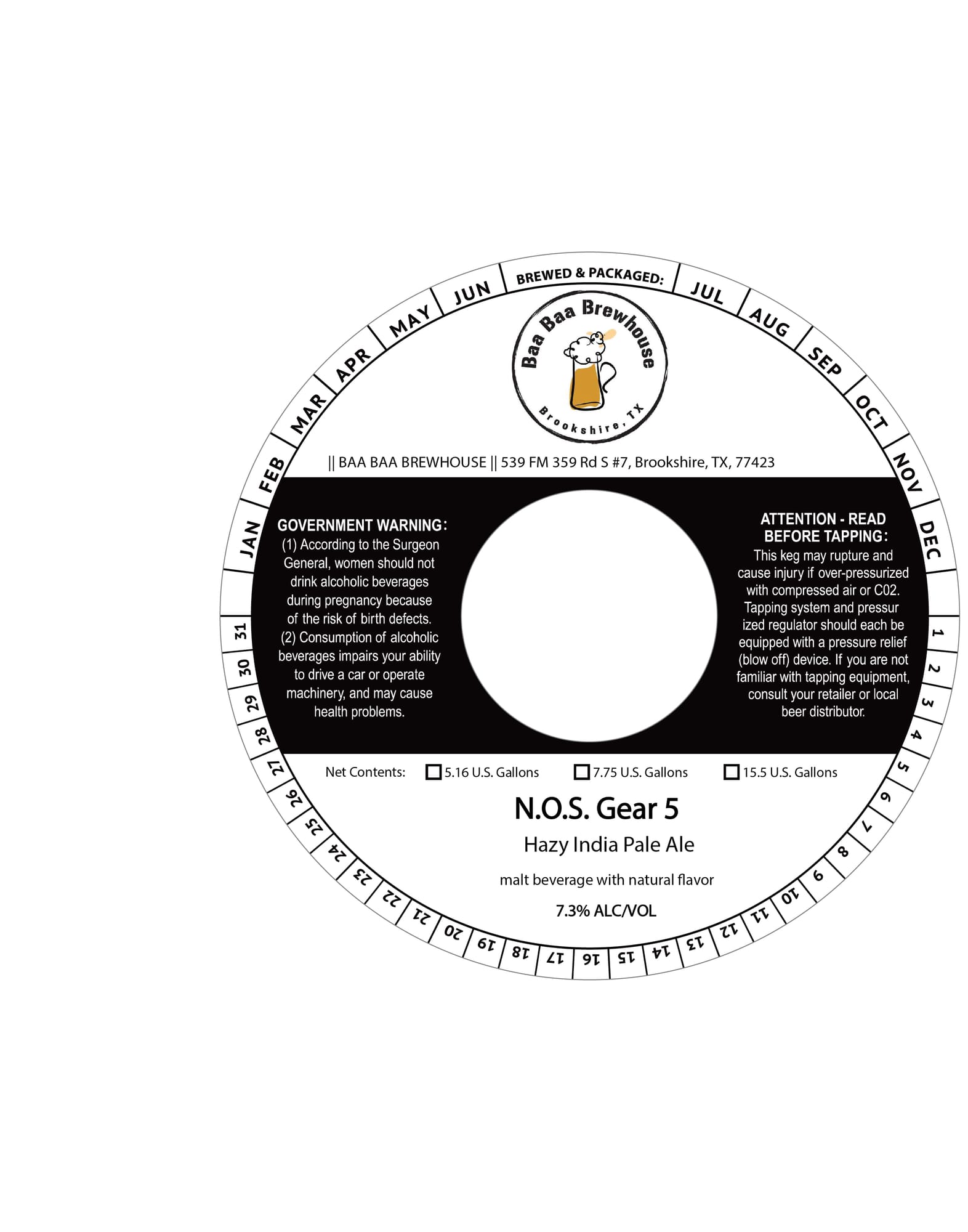 N.O.S. Gear 5 by Baa Baa Brewhouse - beer label