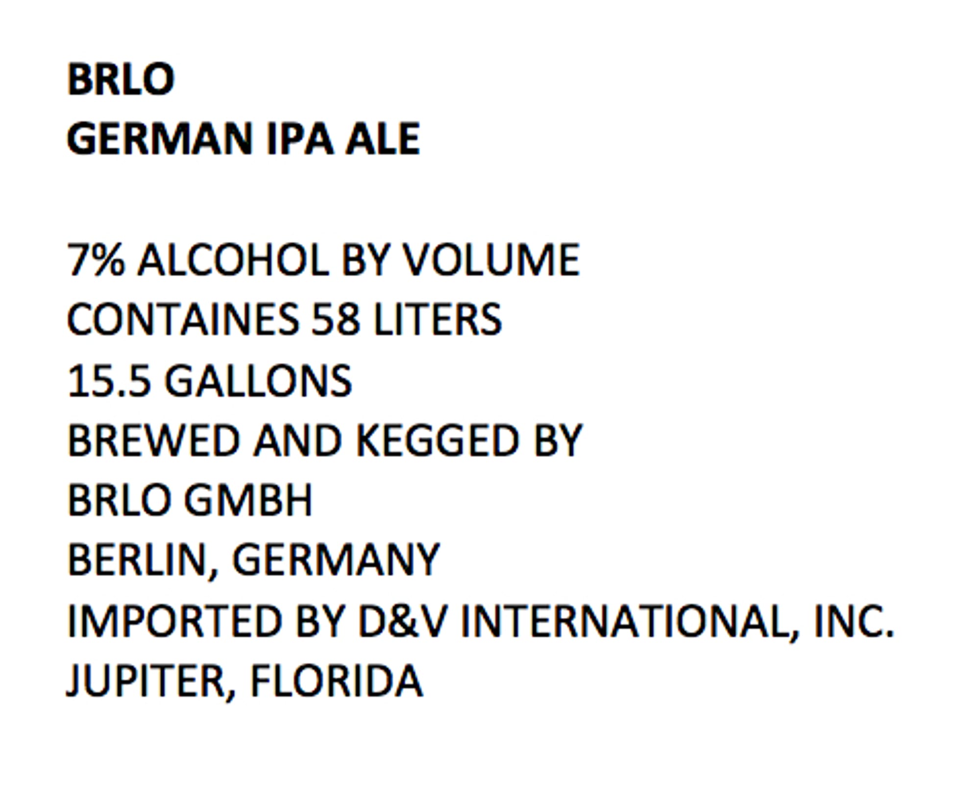 German IPA Ale by BRLO GmbH - beer label