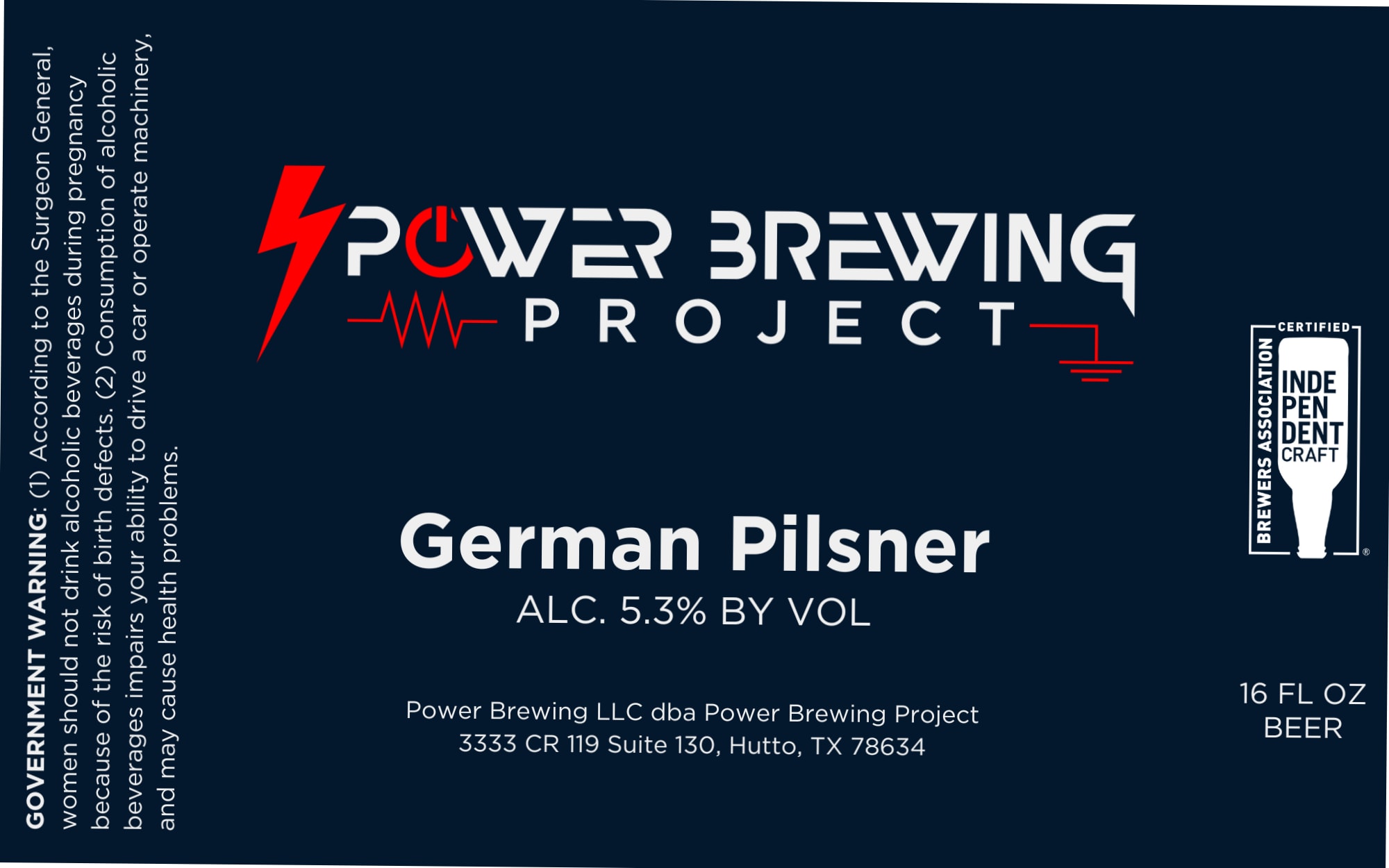German Pilsner by Power Brewing Project - beer label