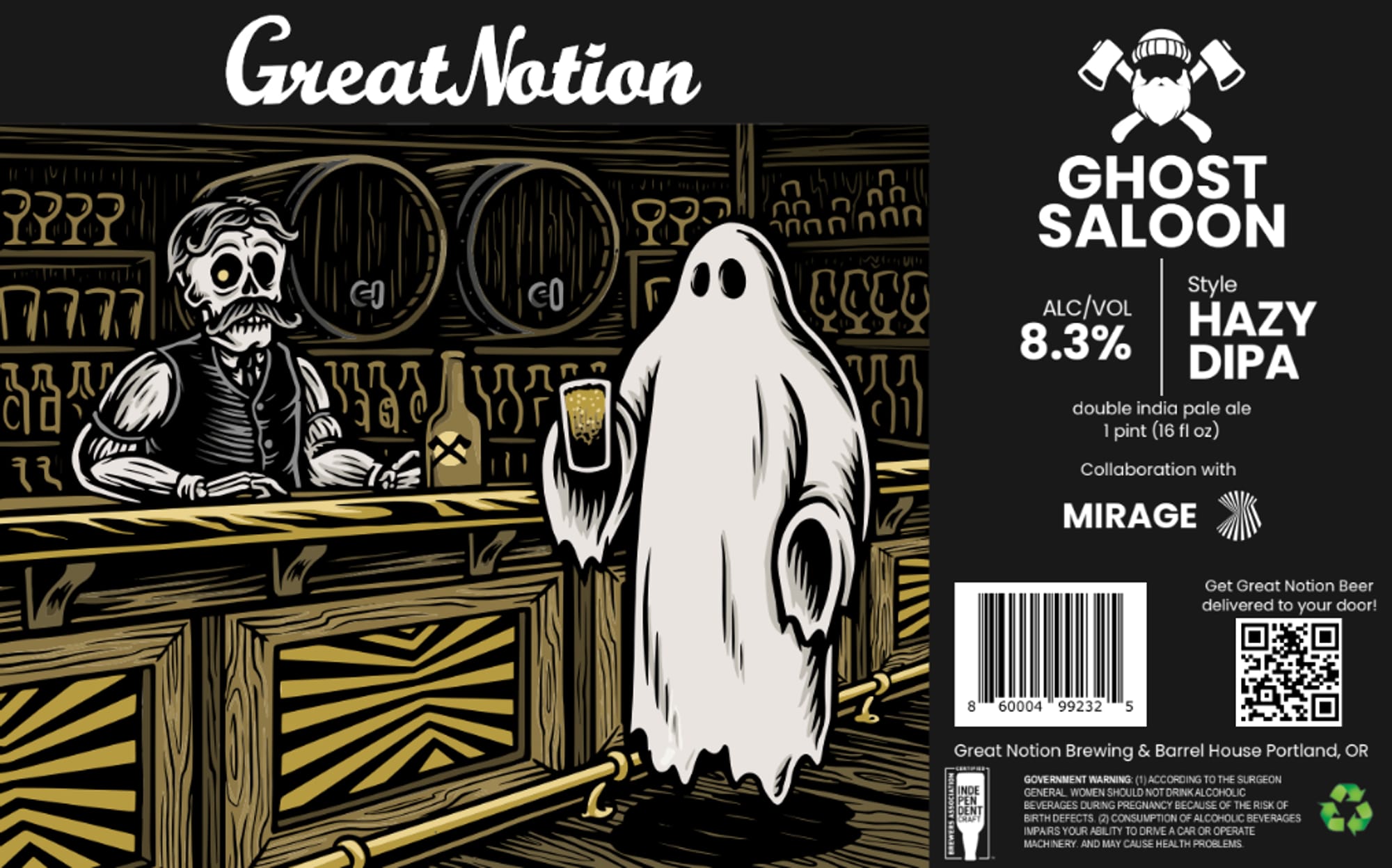 Ghost Saloon by Great Notion Brewing & Barrel House - beer label
