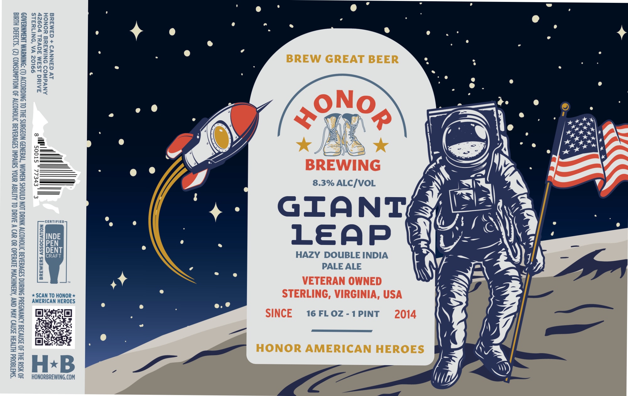 Giant Leap by Honor Brewing Company - beer label