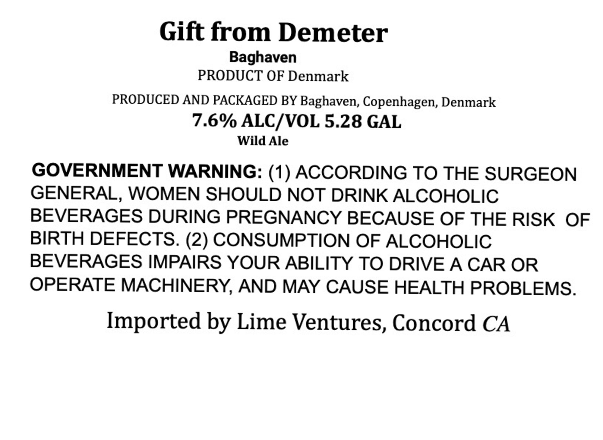Gift from Demeter by Baghaven - beer label