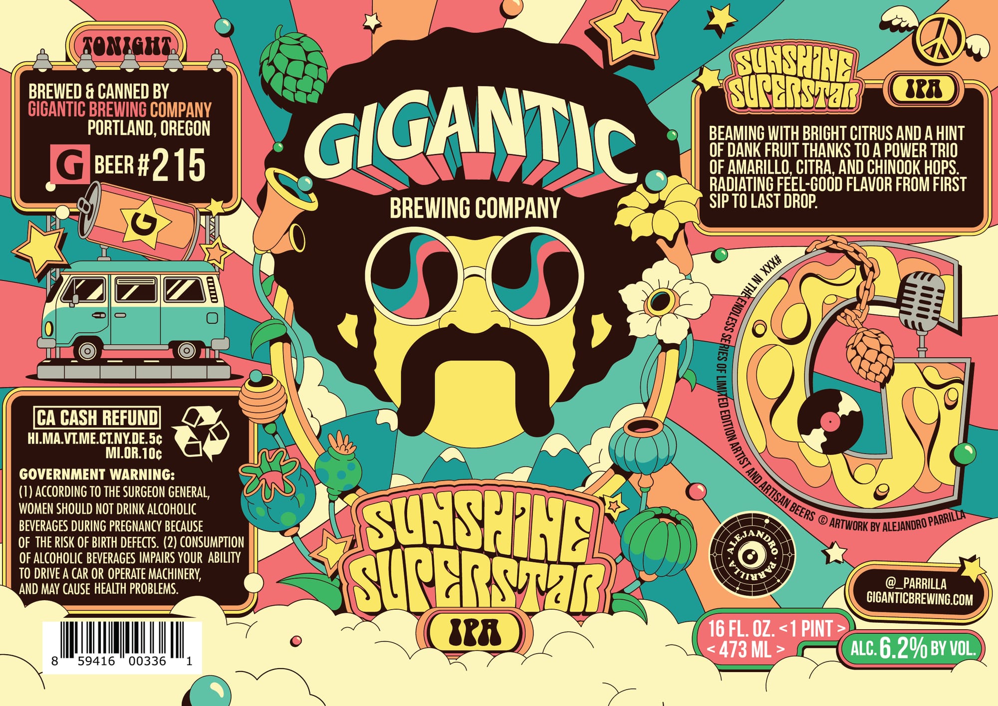 Sunshine Superstar by Gigantic Brewing Company - beer label