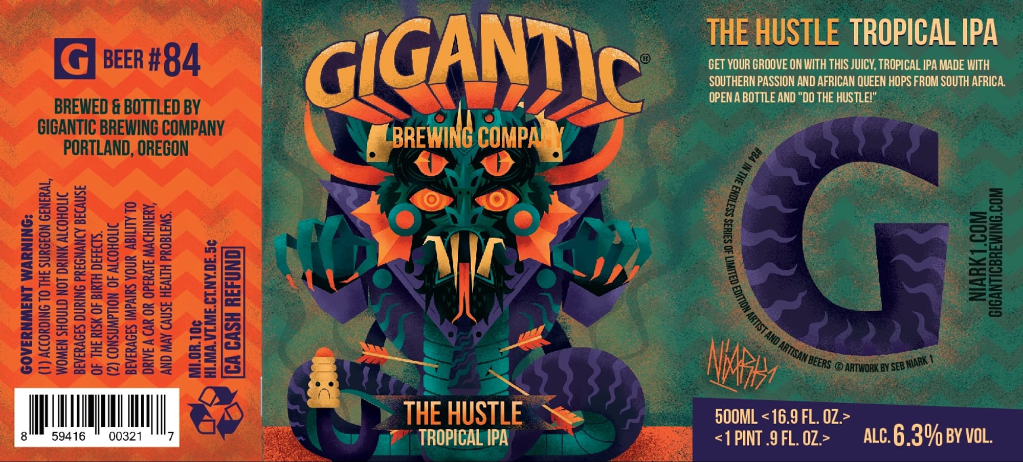 The Hustle by Gigantic Brewing Company - beer label