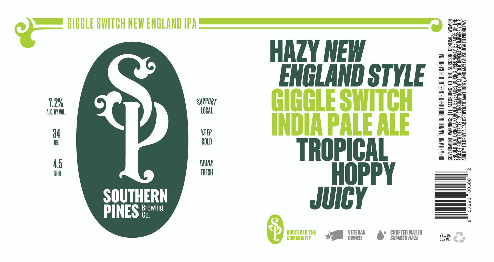 Giggle Switch by Southern Pines Brewing Co. - beer label