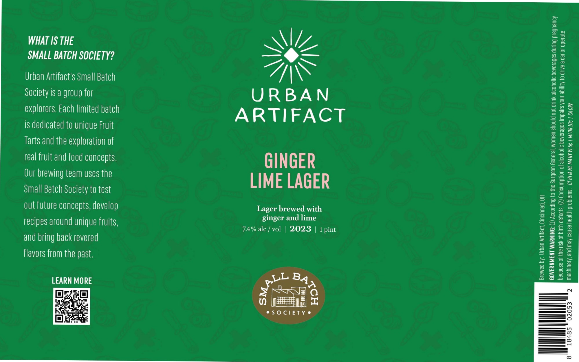Ginger Lime Lager by Urban Artifact - beer label