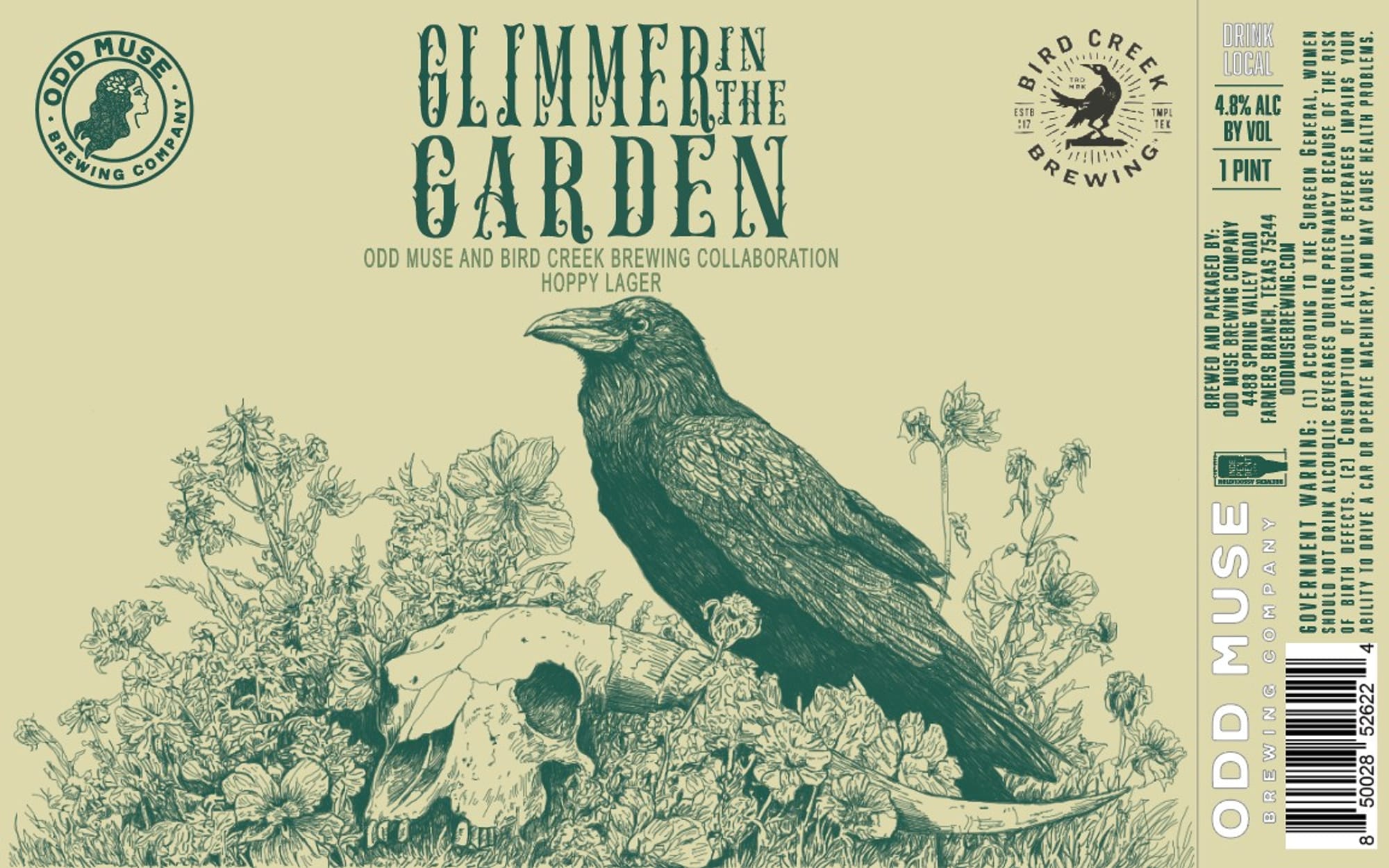 Glimmer in the Garden by Odd Muse Brewing Company - beer label