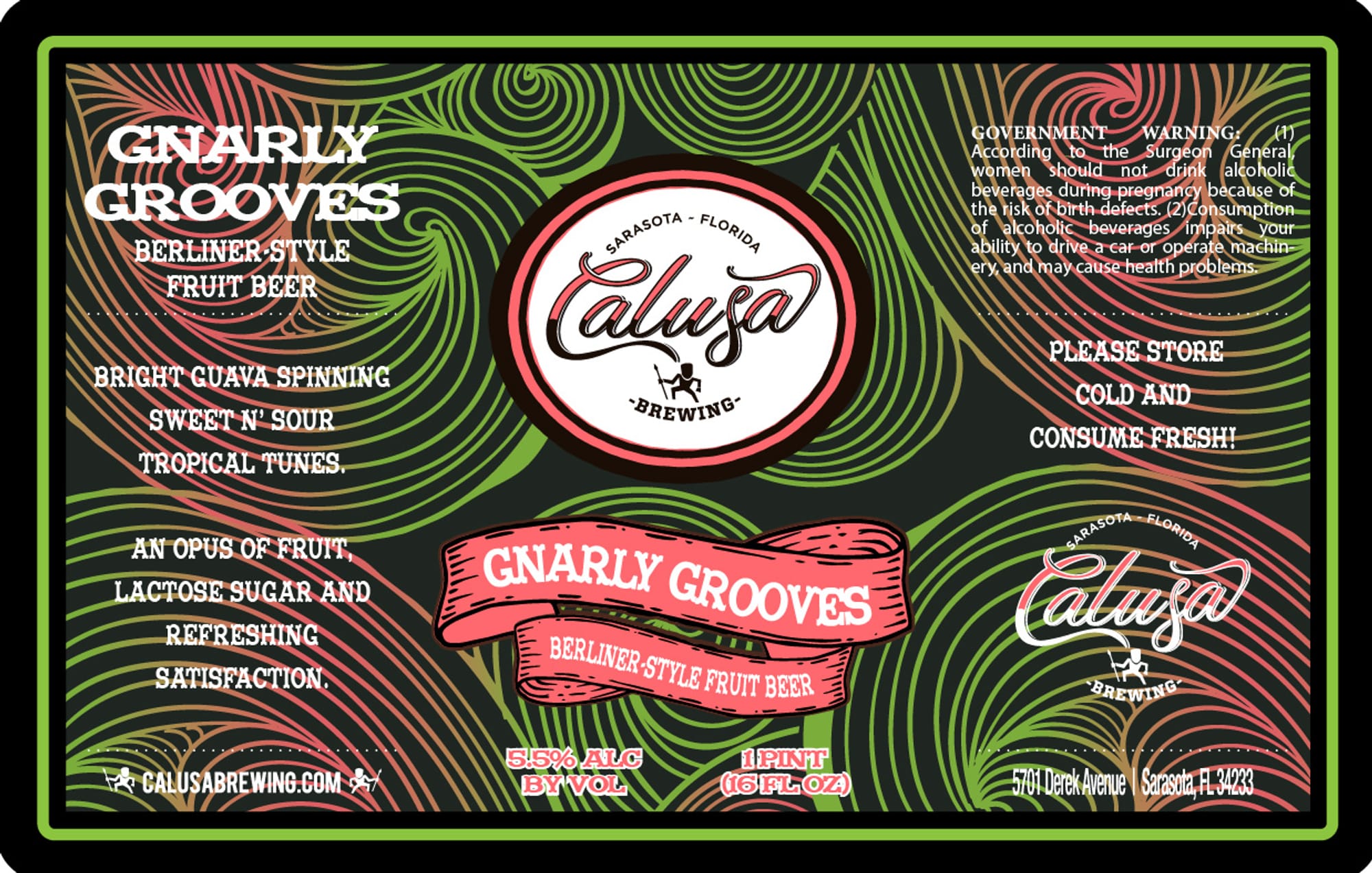 Gnarly Grooves by Calusa Brewing - beer label