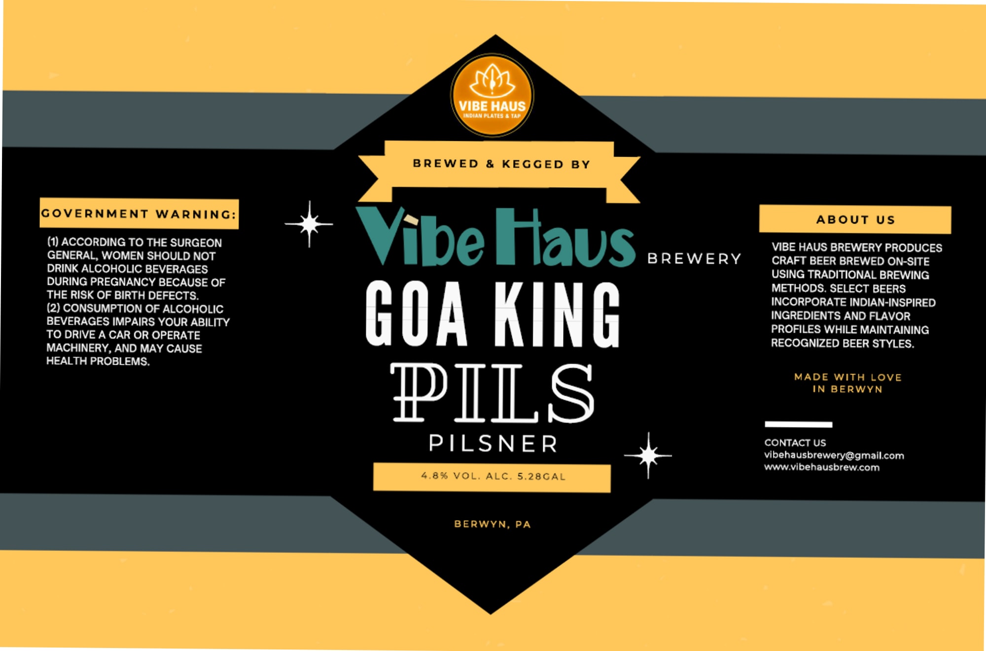 Goa King Pils by Vibe Haus Brewery - beer label