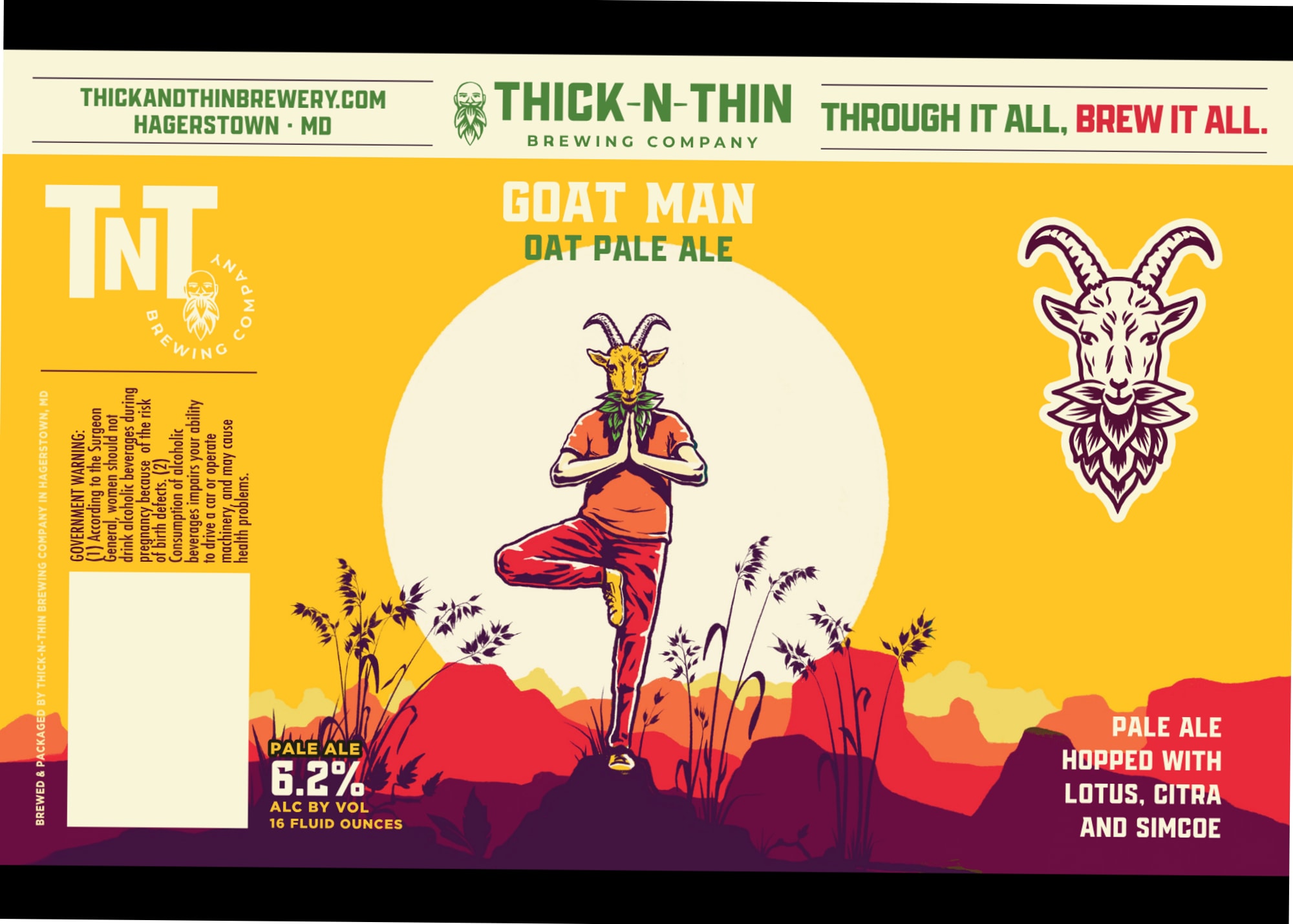 Goat Man Oat Pale Ale by Thick-N-Thin Brewing Company - beer label