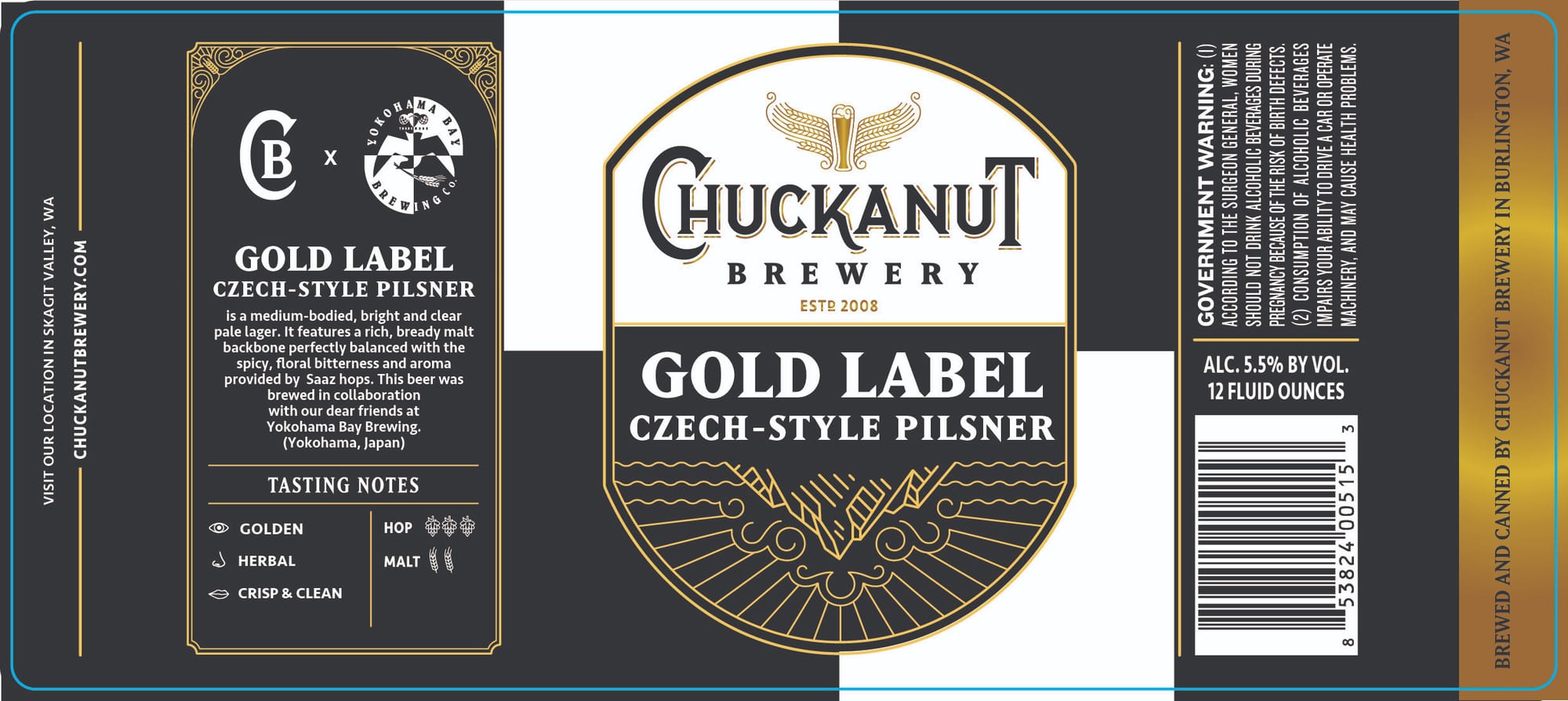 Gold Label Czech-Style Pilsner by Chuckanut Brewery - beer label