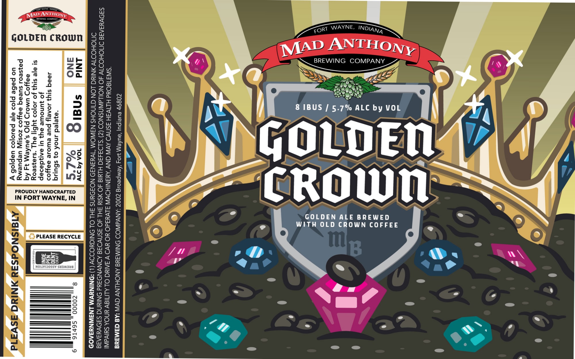 Golden Crown by Mad Anthony Brewing Company - beer label