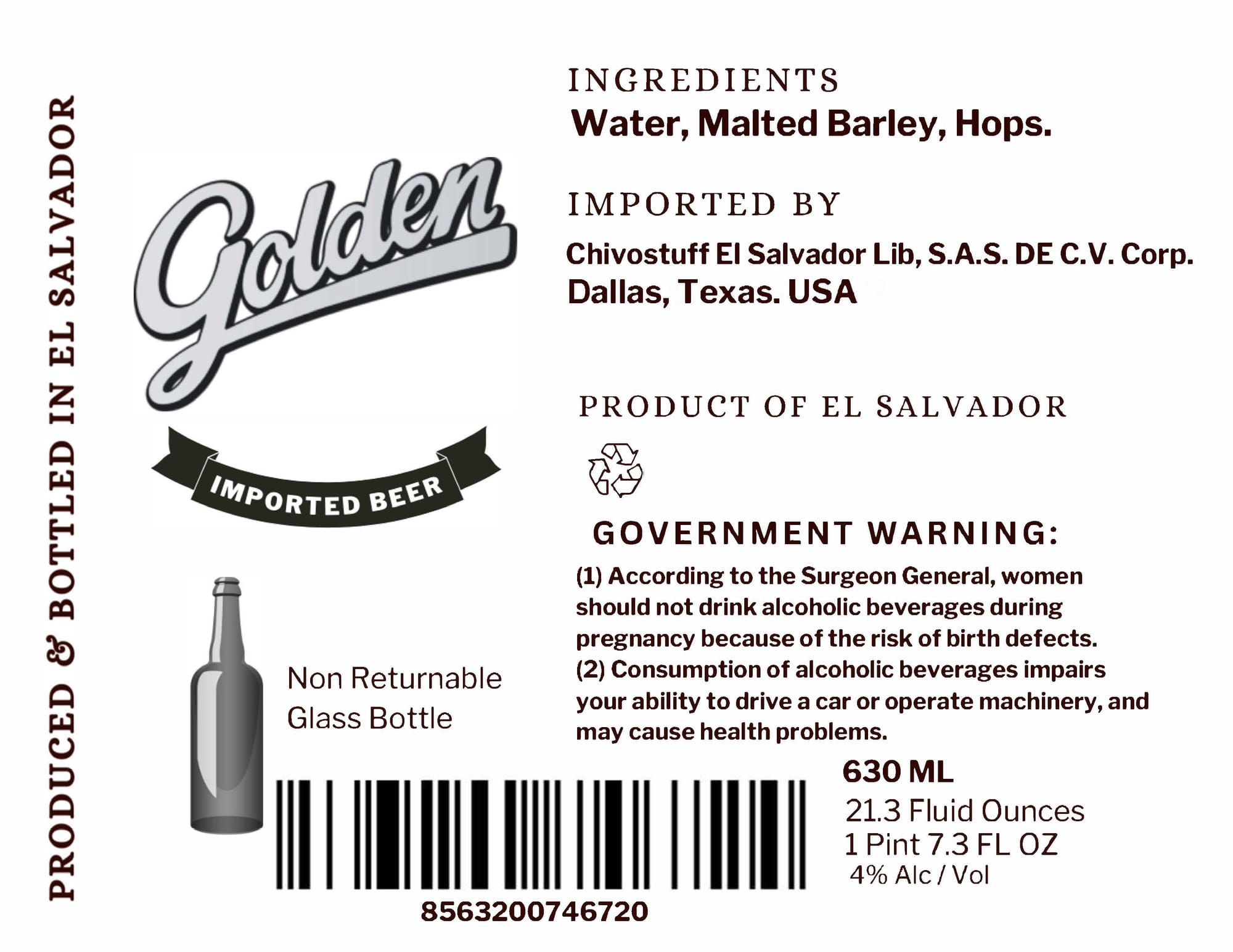 Golden by El Salvador Lib - beer label