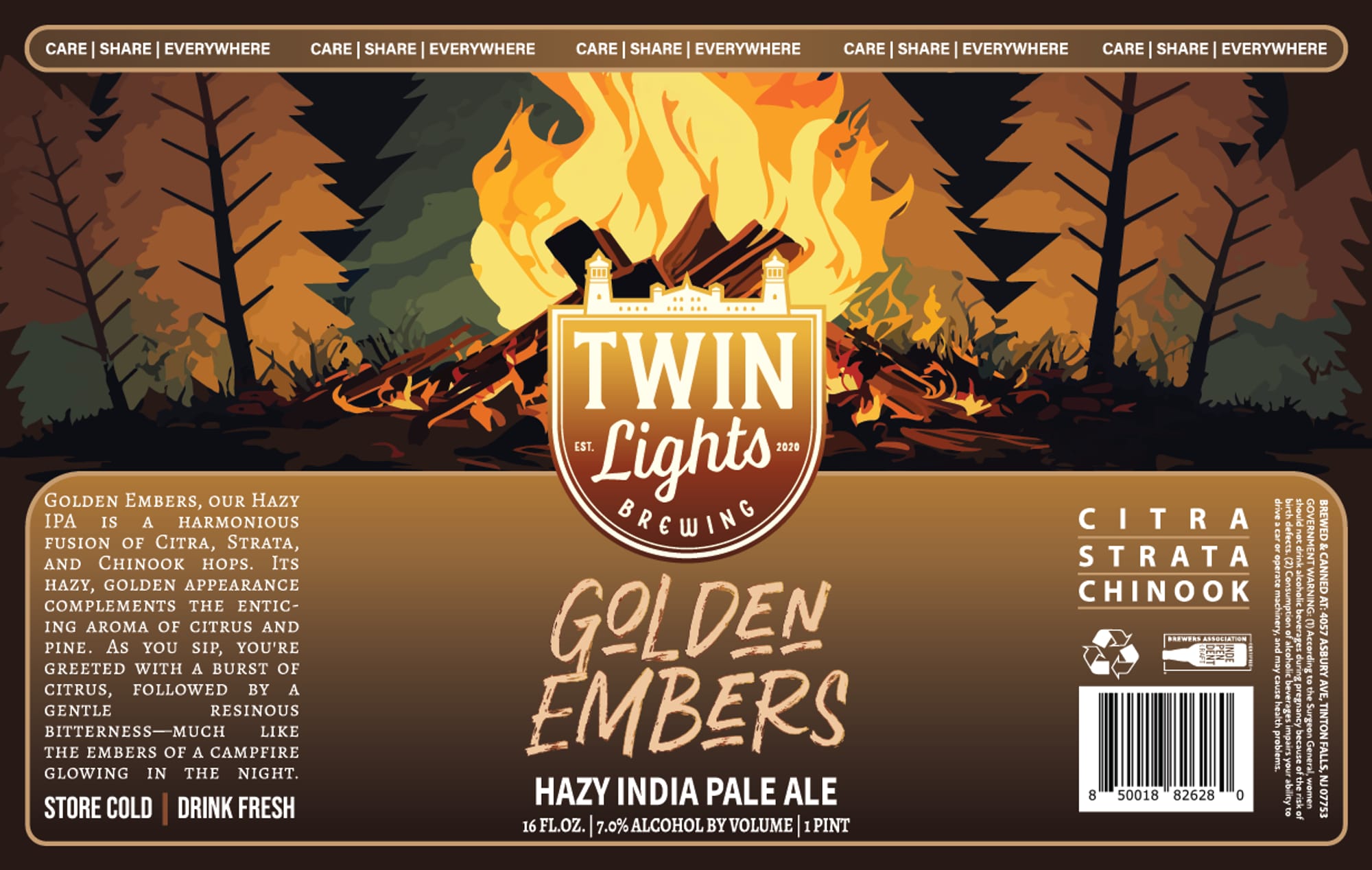 Golden Embers by Twin Lights Brewing - beer label