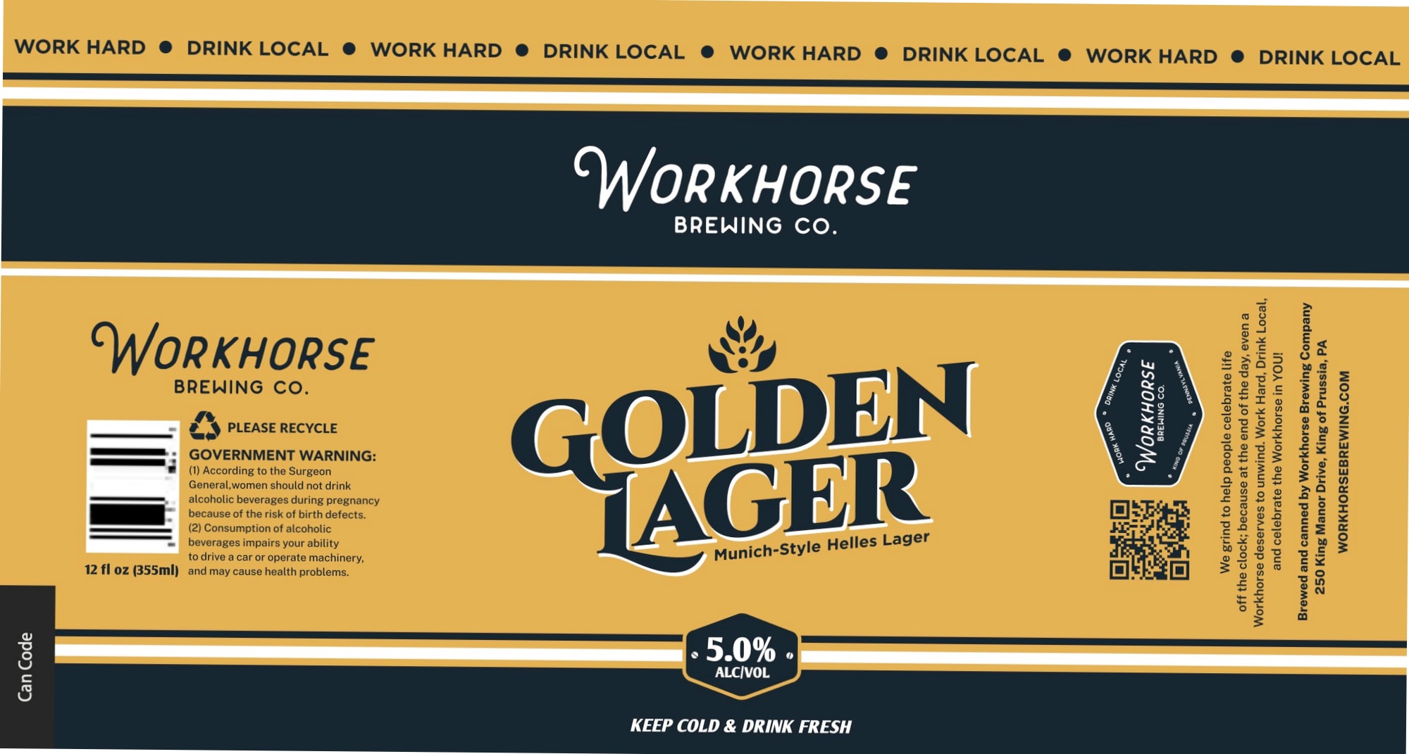 Golden Lager by Workhorse Brewing Co. - beer label