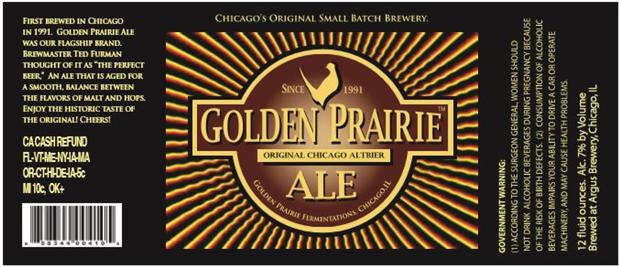 Golden Prairie Ale by Argus Brewery - beer label