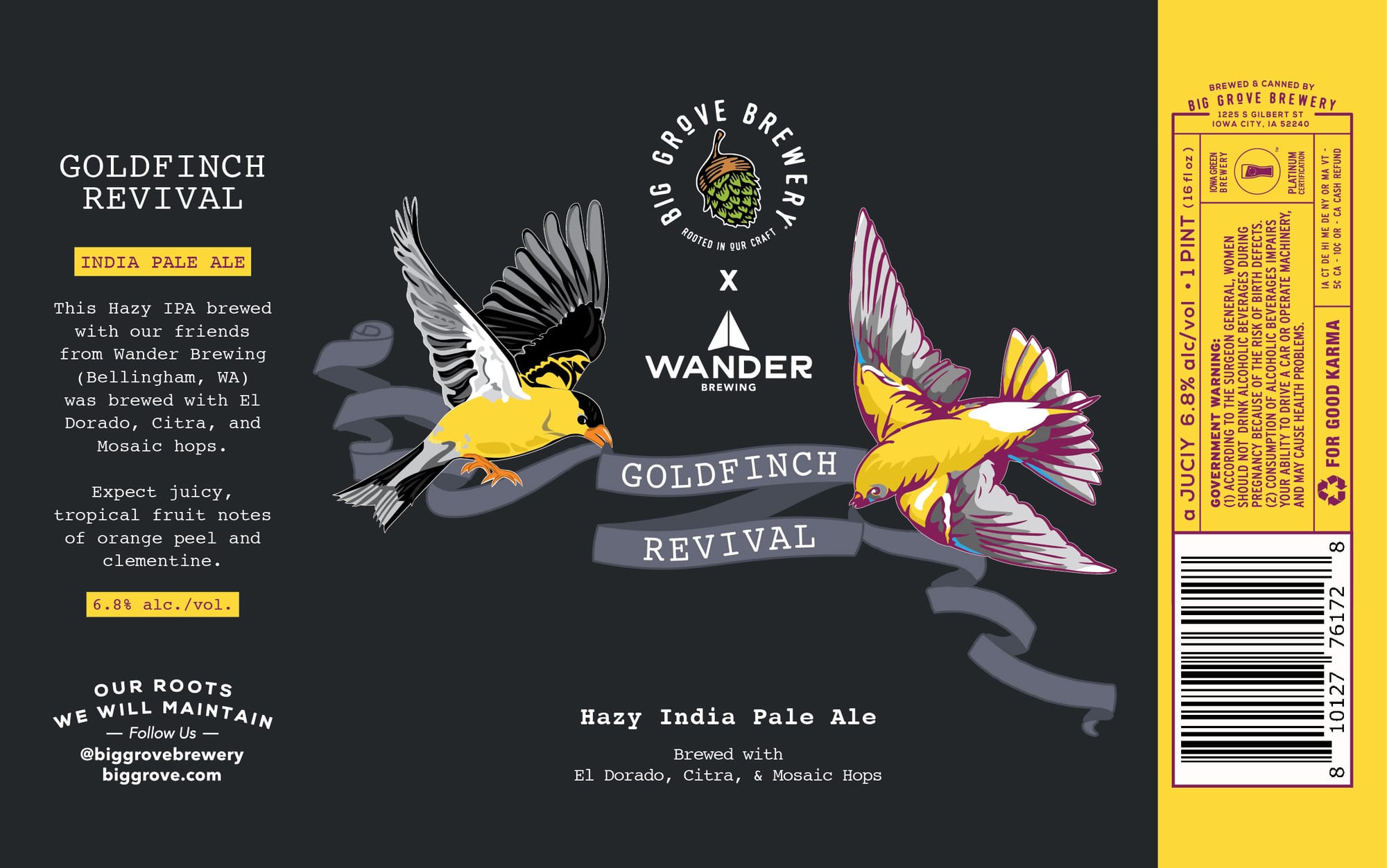 Goldfinch Revival by Big Grove Brewery - beer label