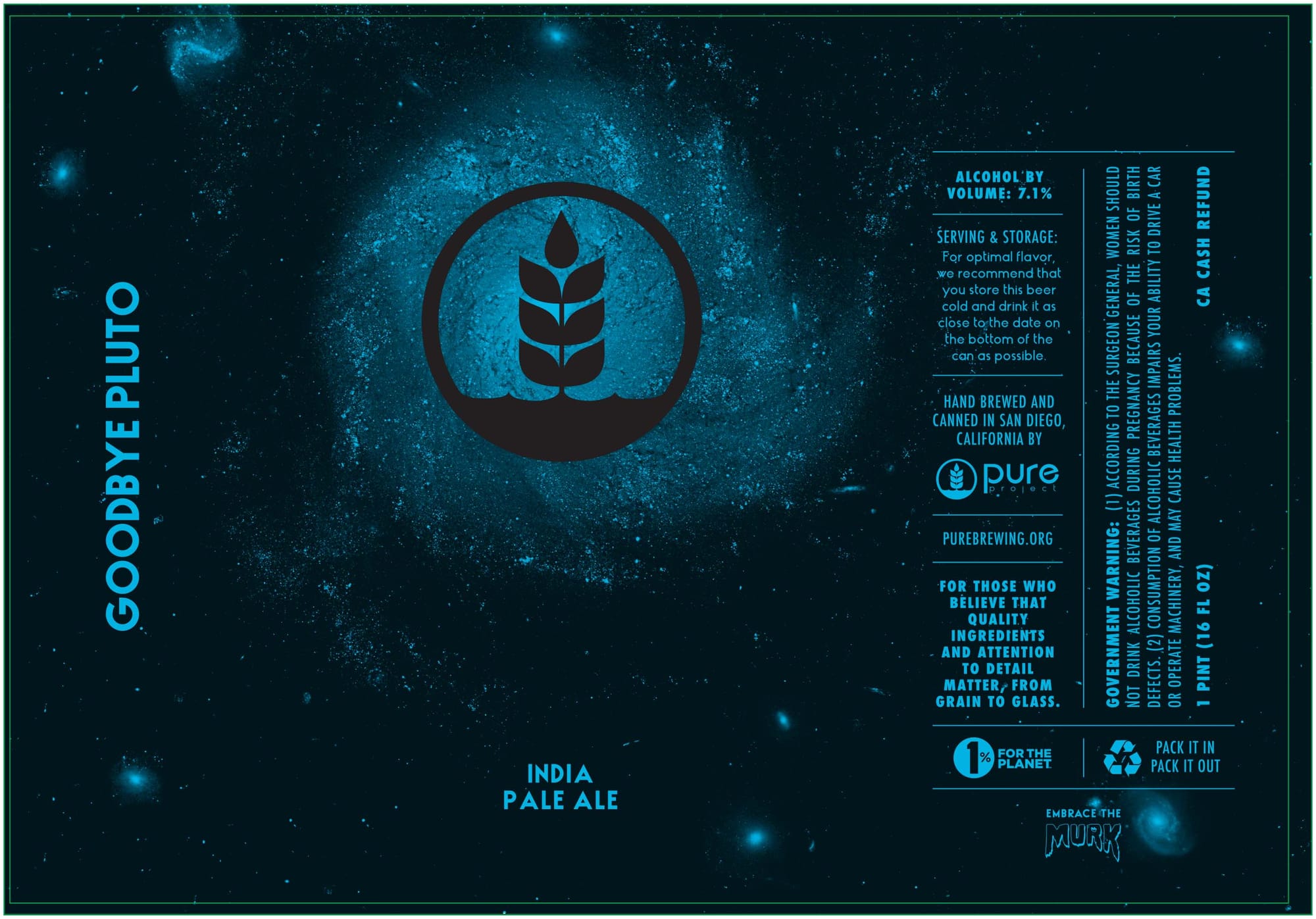 Goodbye Pluto by Pure Project - beer label