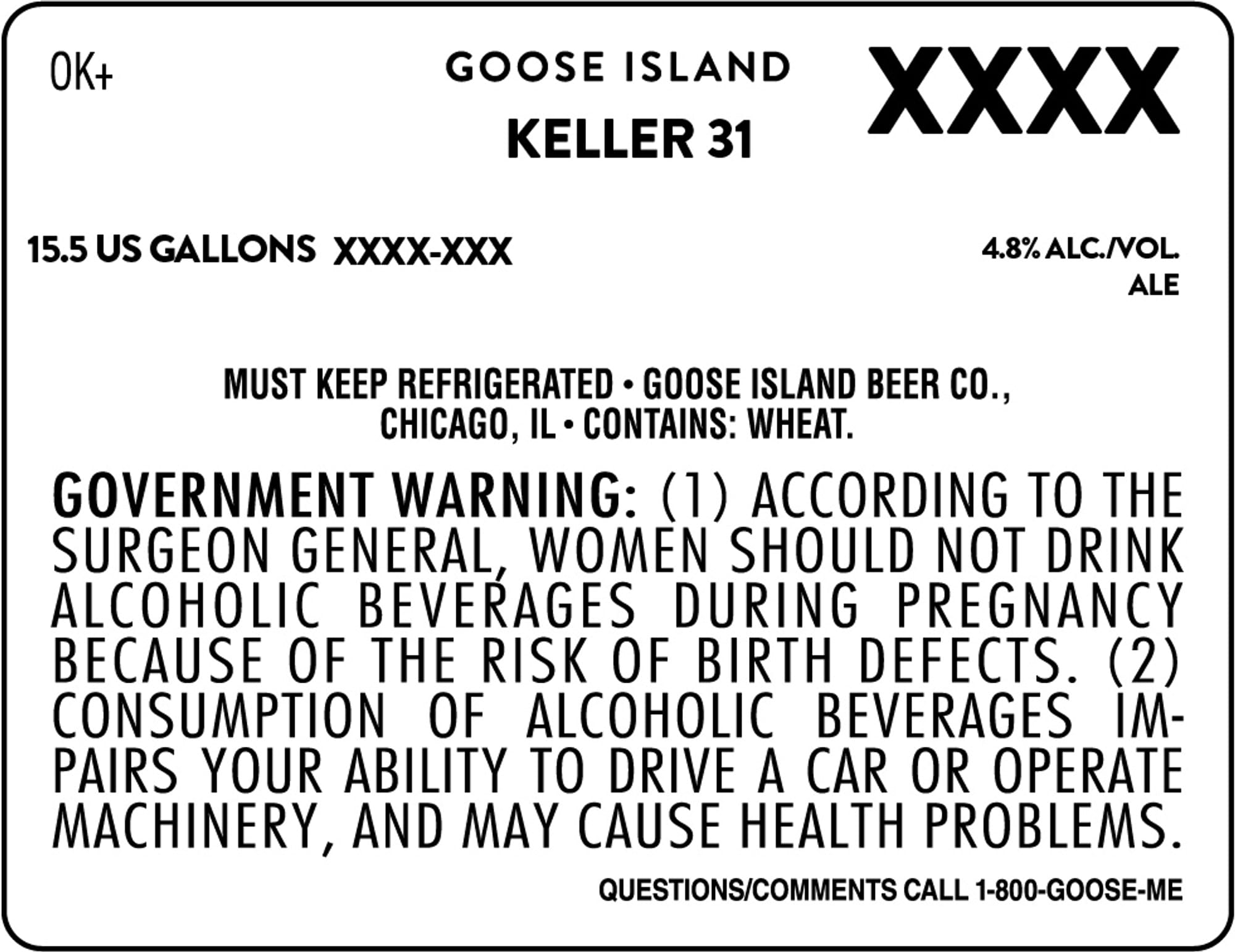 Keller 31 by Goose Island Beer Co. - beer label