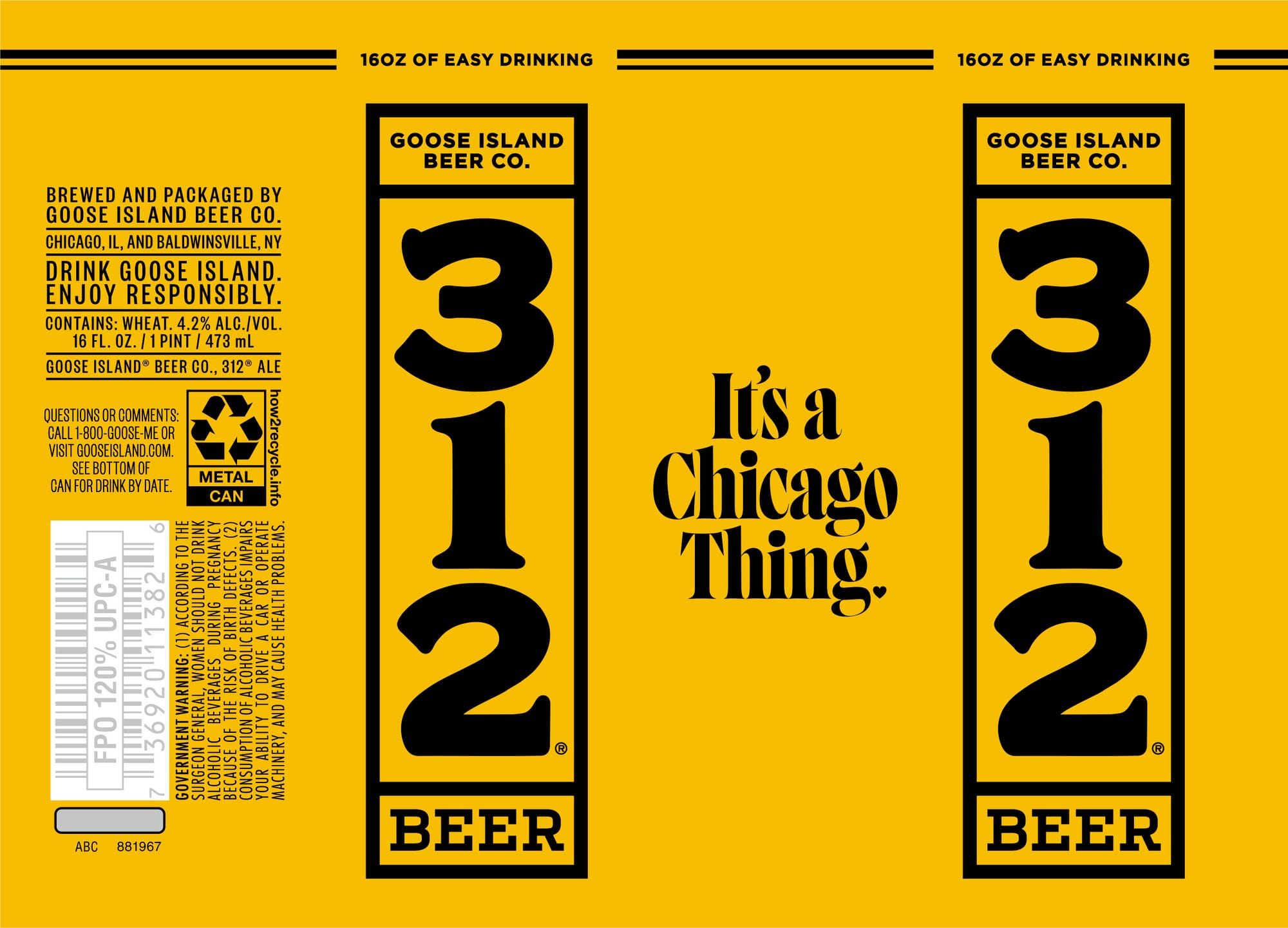 312 Pale Ale by Goose Island Beer Co. - beer label