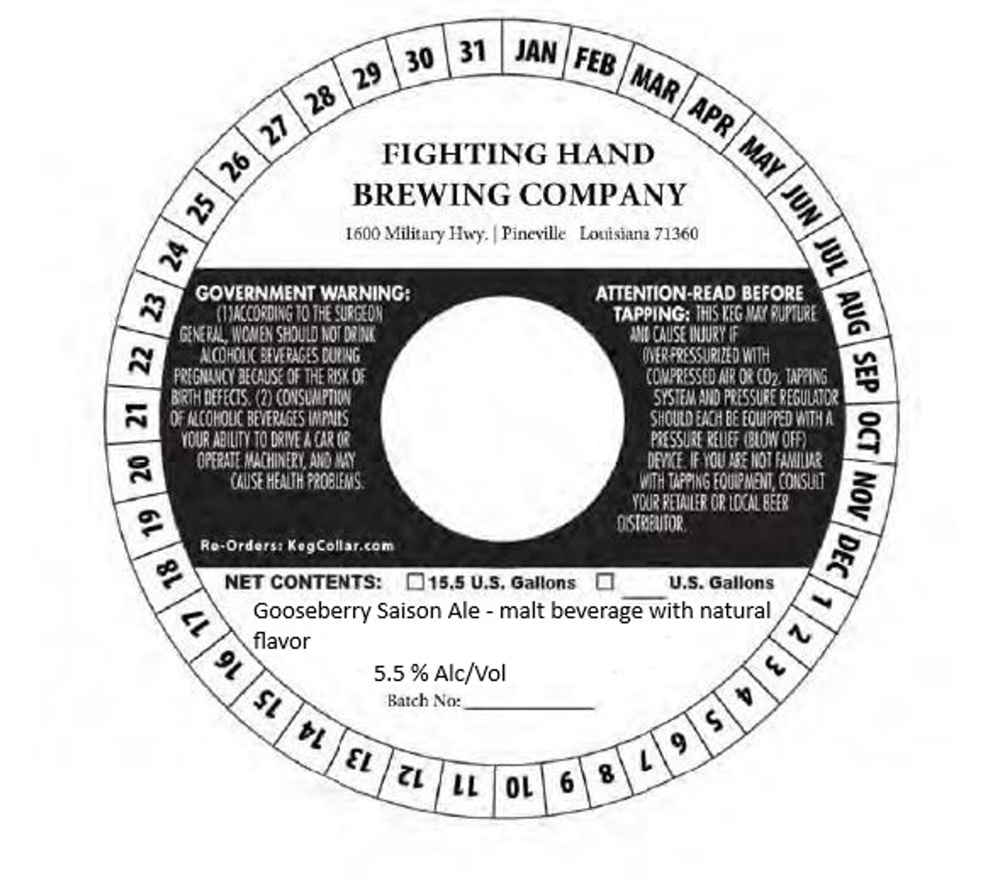 Gooseberry Saison Ale- malt beverage with natural flavor by Fighting Hand Brewing Company - beer label