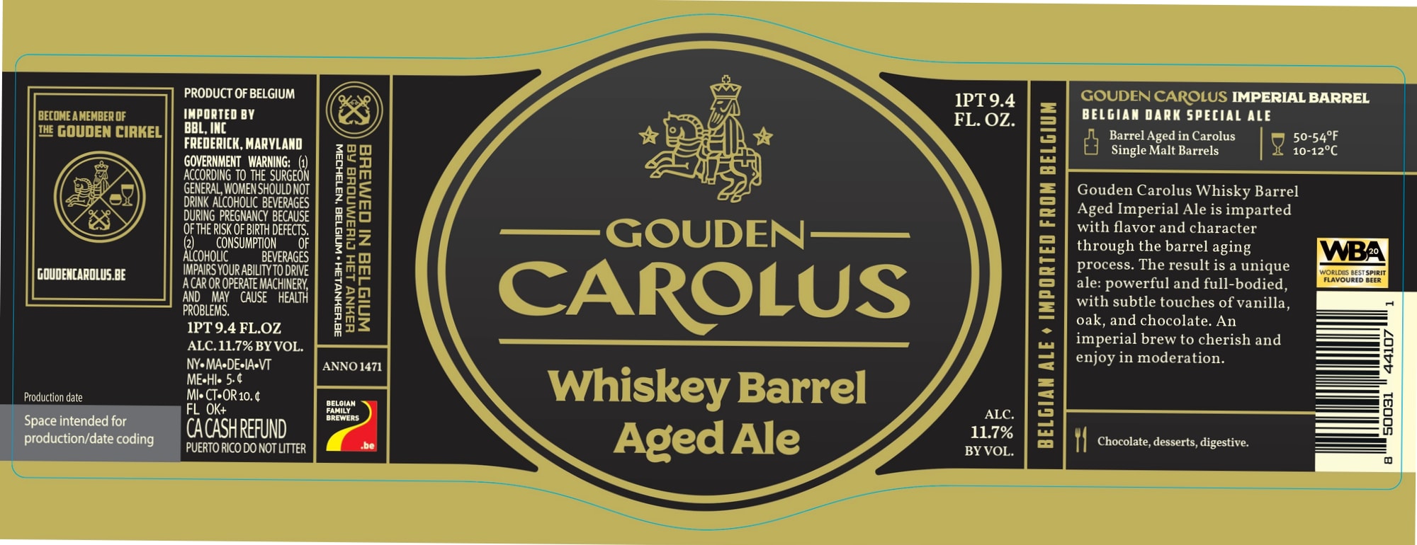 Gouden Carolus Whisky Barrel Aged Ale by Brouwerij Het Anker - beer label
