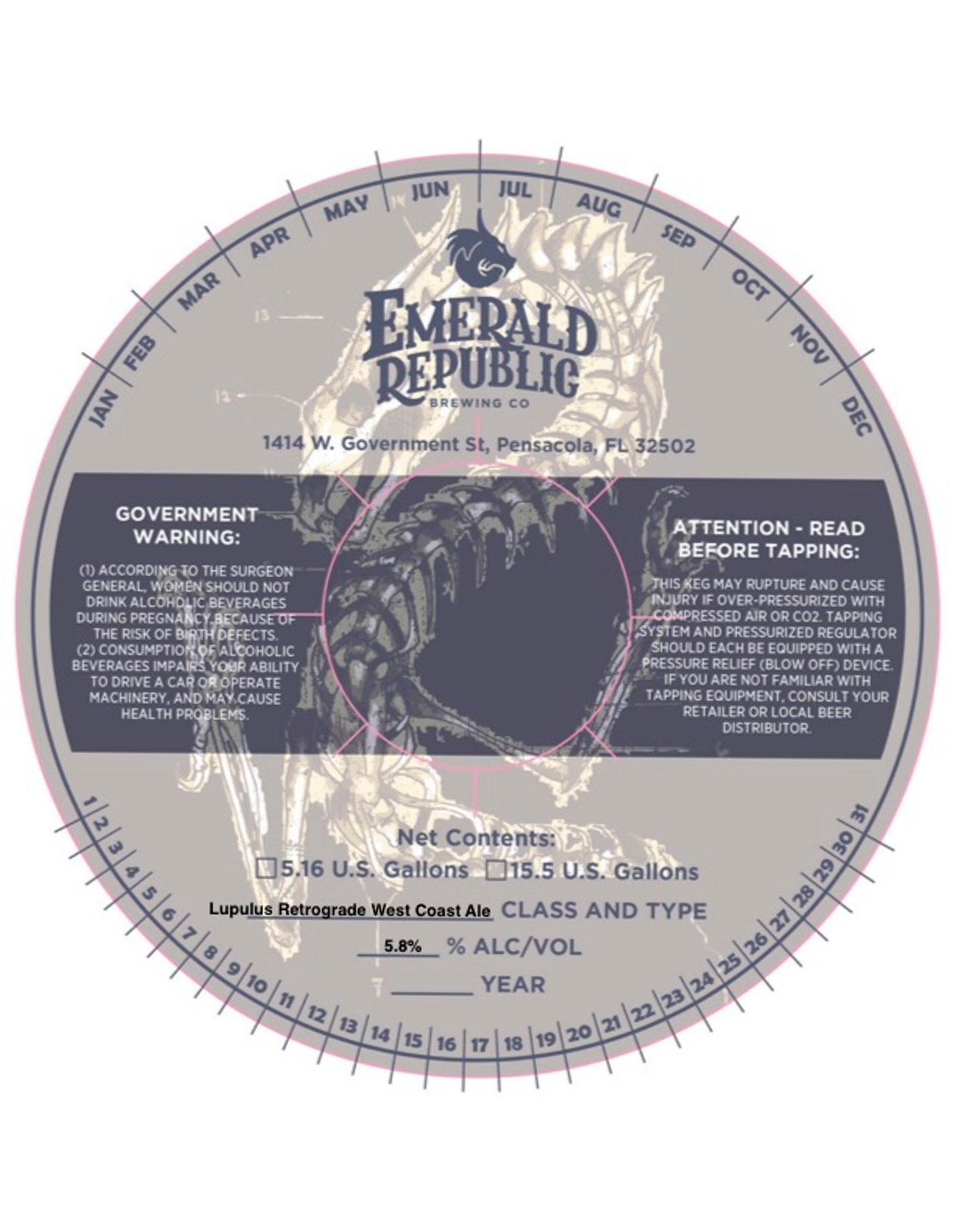 Government Warning by Emerald Republic Brewing Co. - beer label
