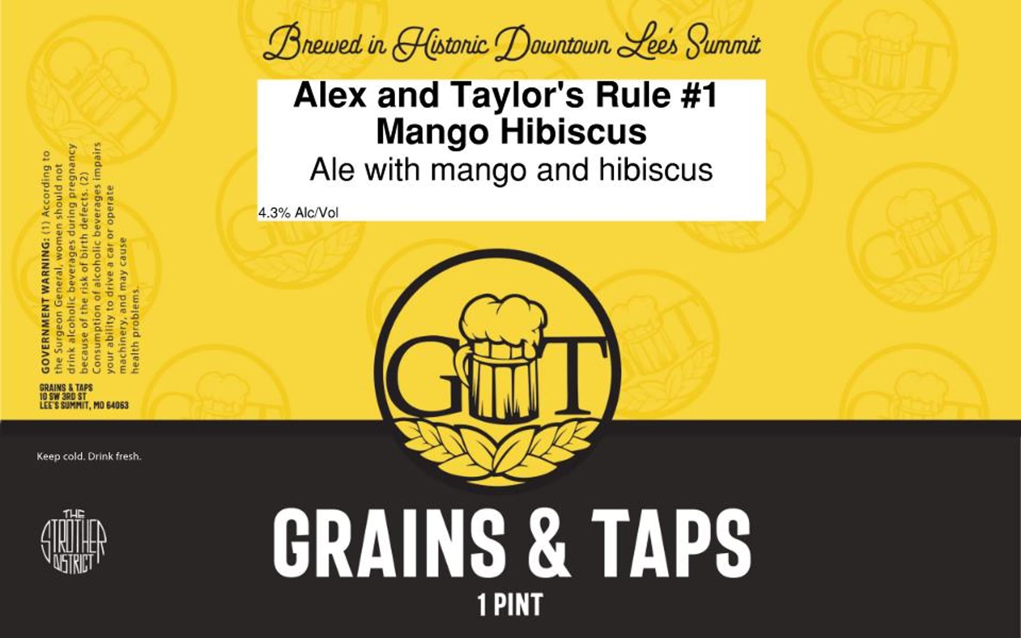 Alex and Taylor’s Rule #1 by Grains & Taps - beer label