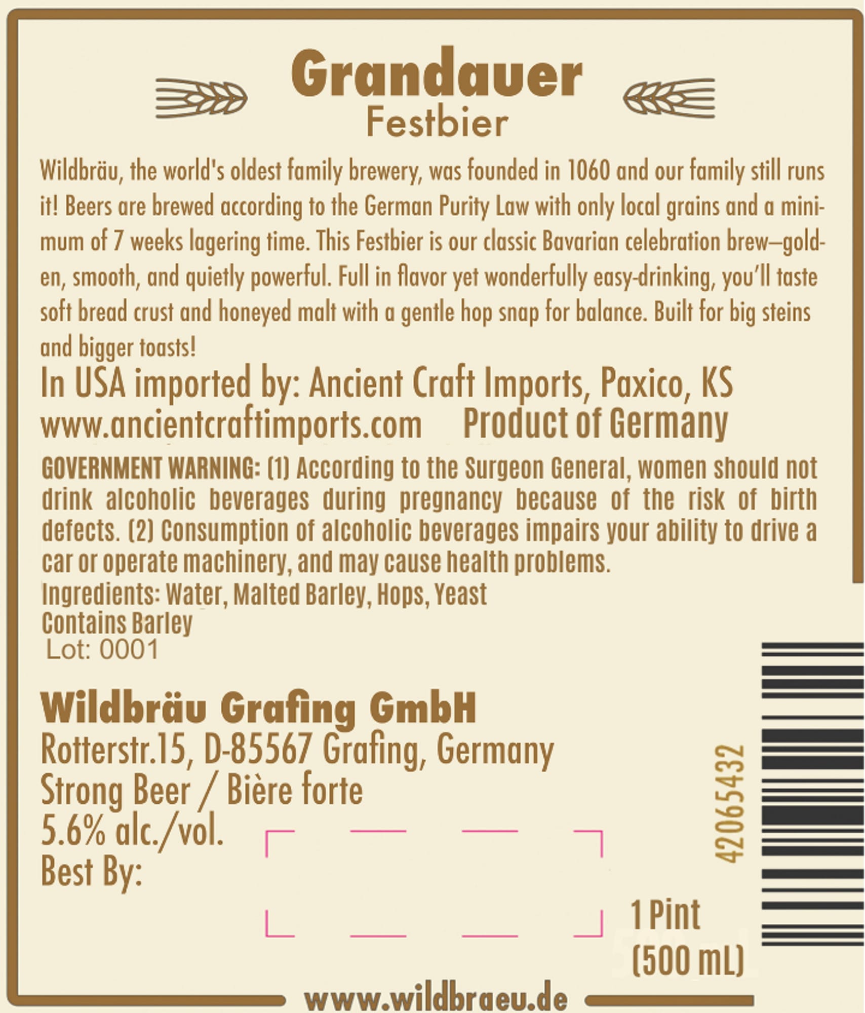 Grandauer Festbier by Wildbräu - beer label