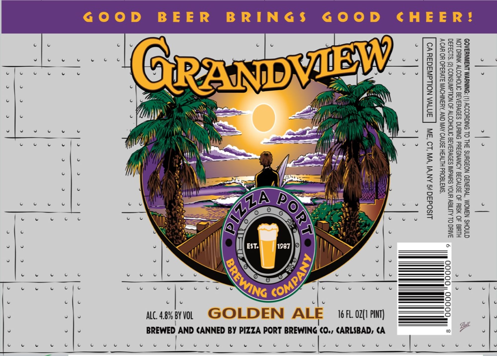 Grandview Golden Ale by Pizza Port Brewing Company - beer label