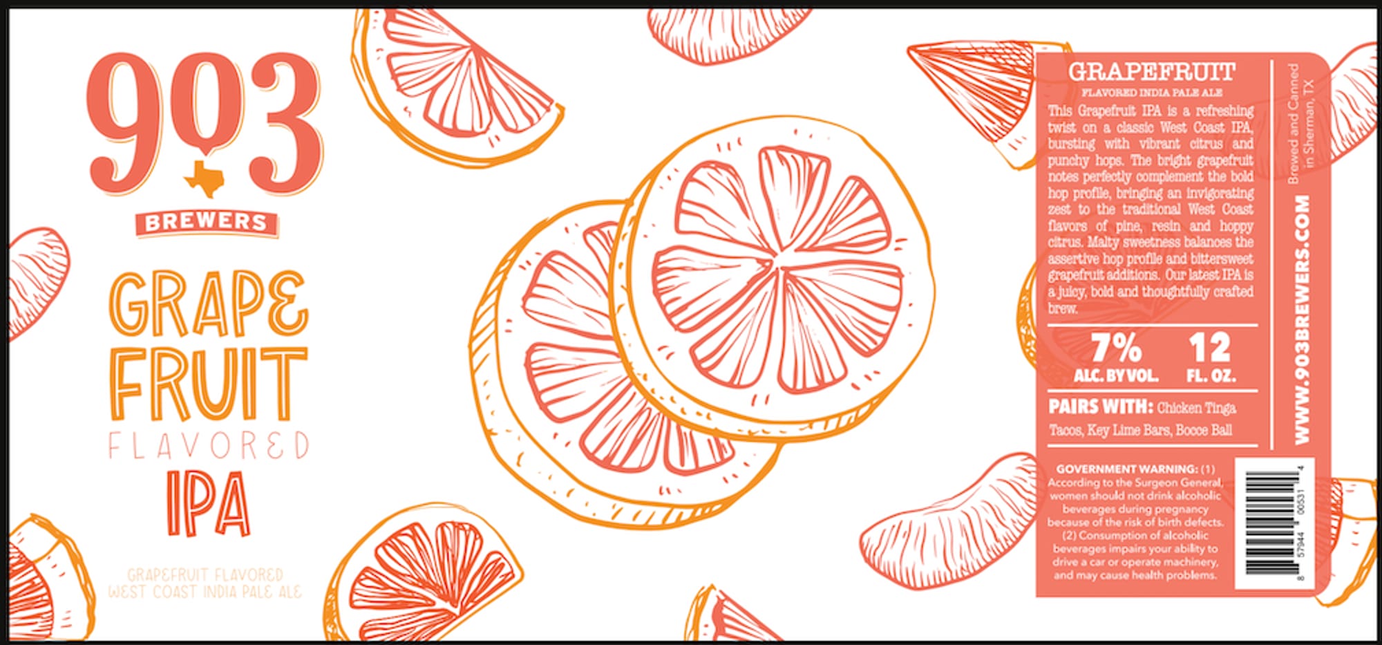 Grapefruit Flavored IPA by 903 Brewers - beer label