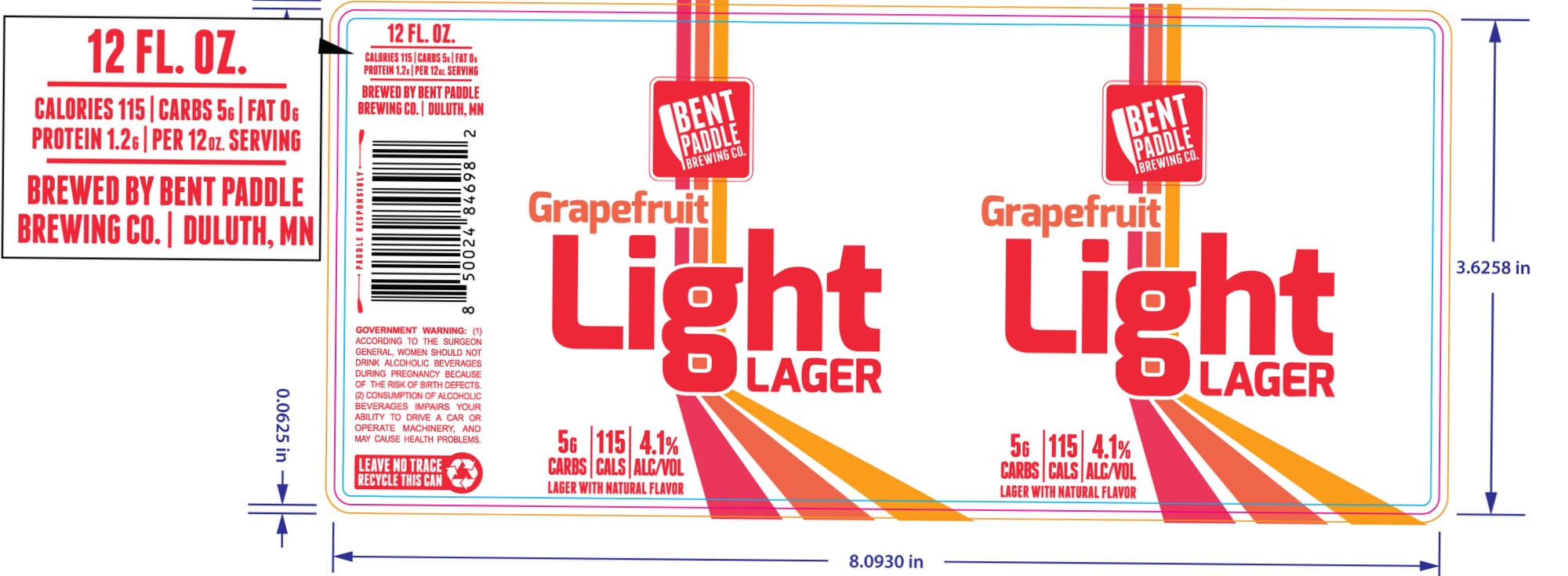 Grapefruit Light Lager by Bent Paddle Brewing Co. - beer label