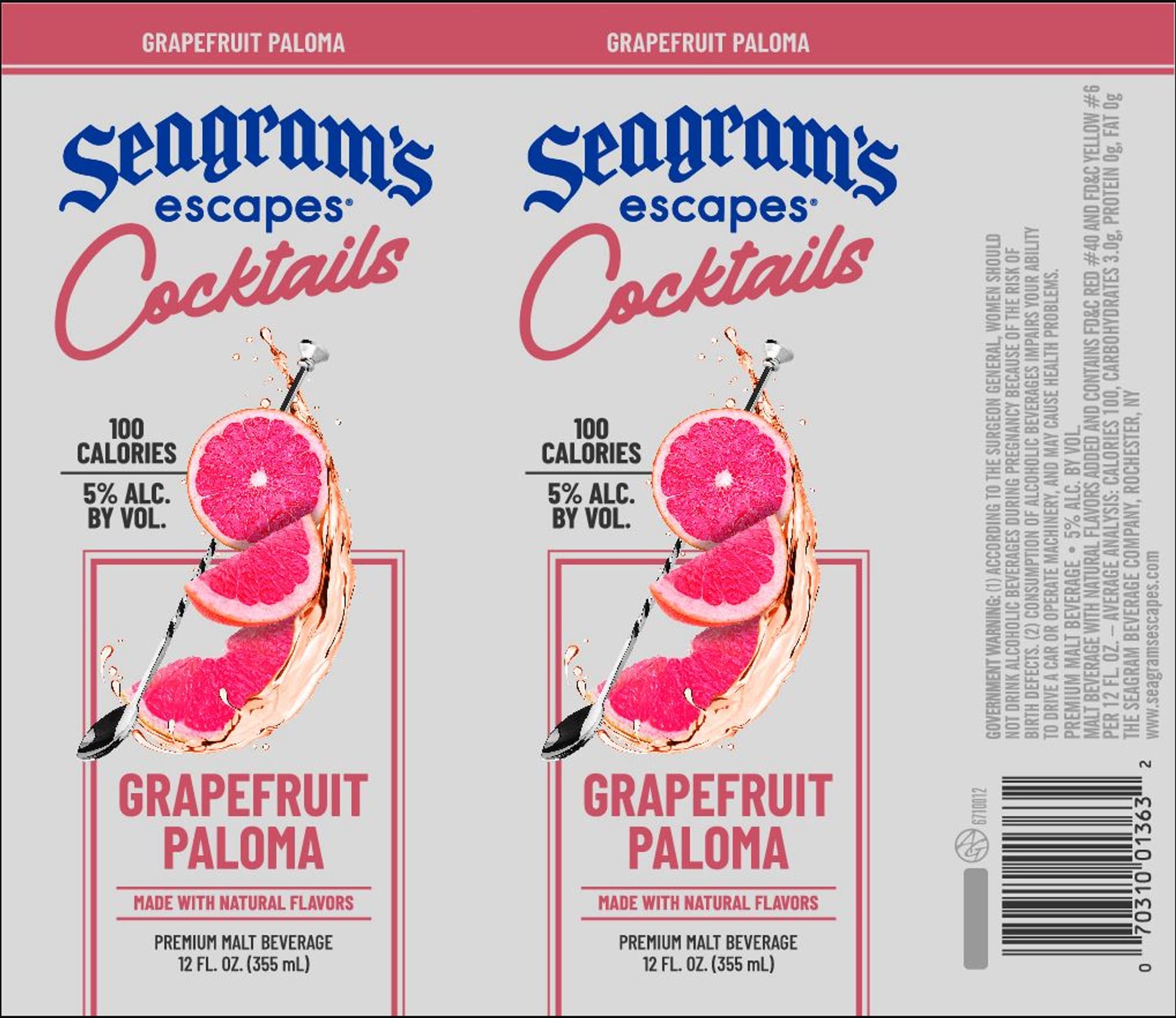 Grapefruit Paloma by Seagram's Escapes - beer label
