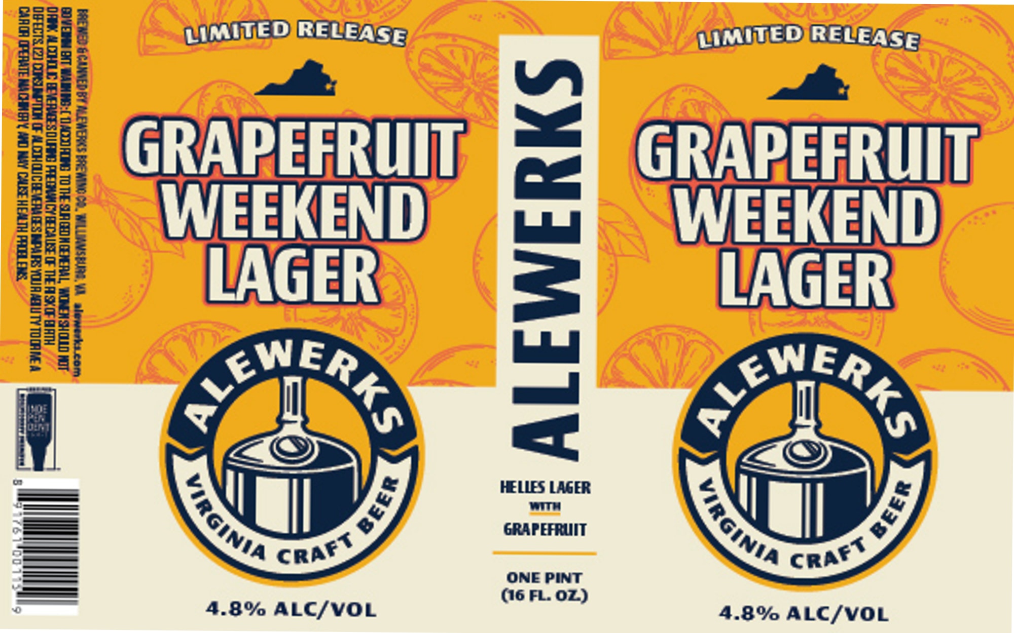 Grapefruit Weekend Lager by Alewerks Brewing Company - beer label