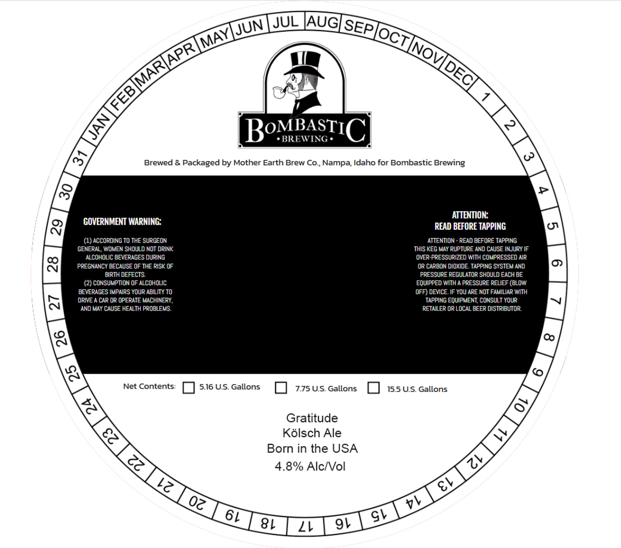 Gratitude Kölsch Ale by Bombastic Brewing - beer label