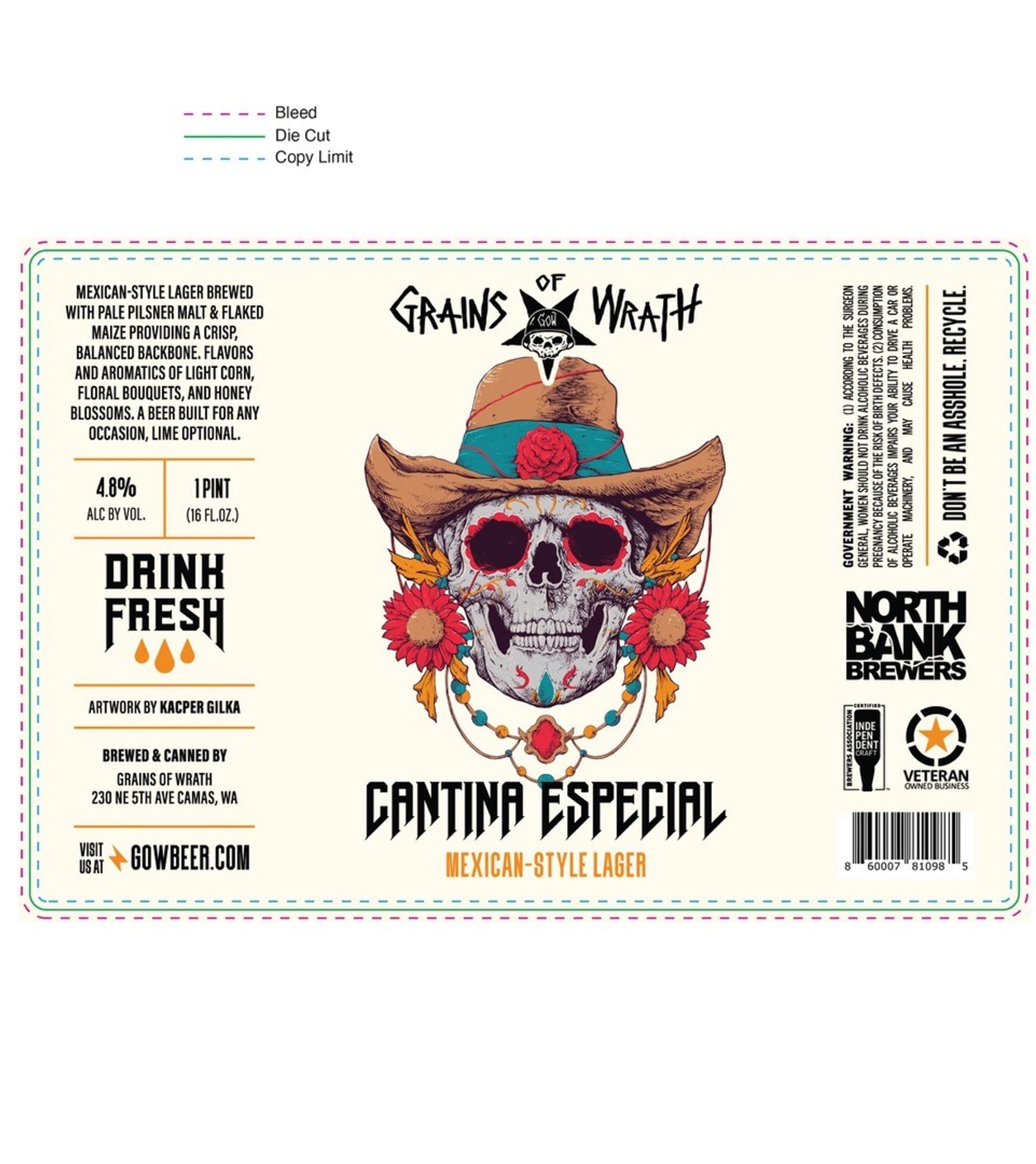 Die Cut Copy Limit by Grains of Wrath - beer label
