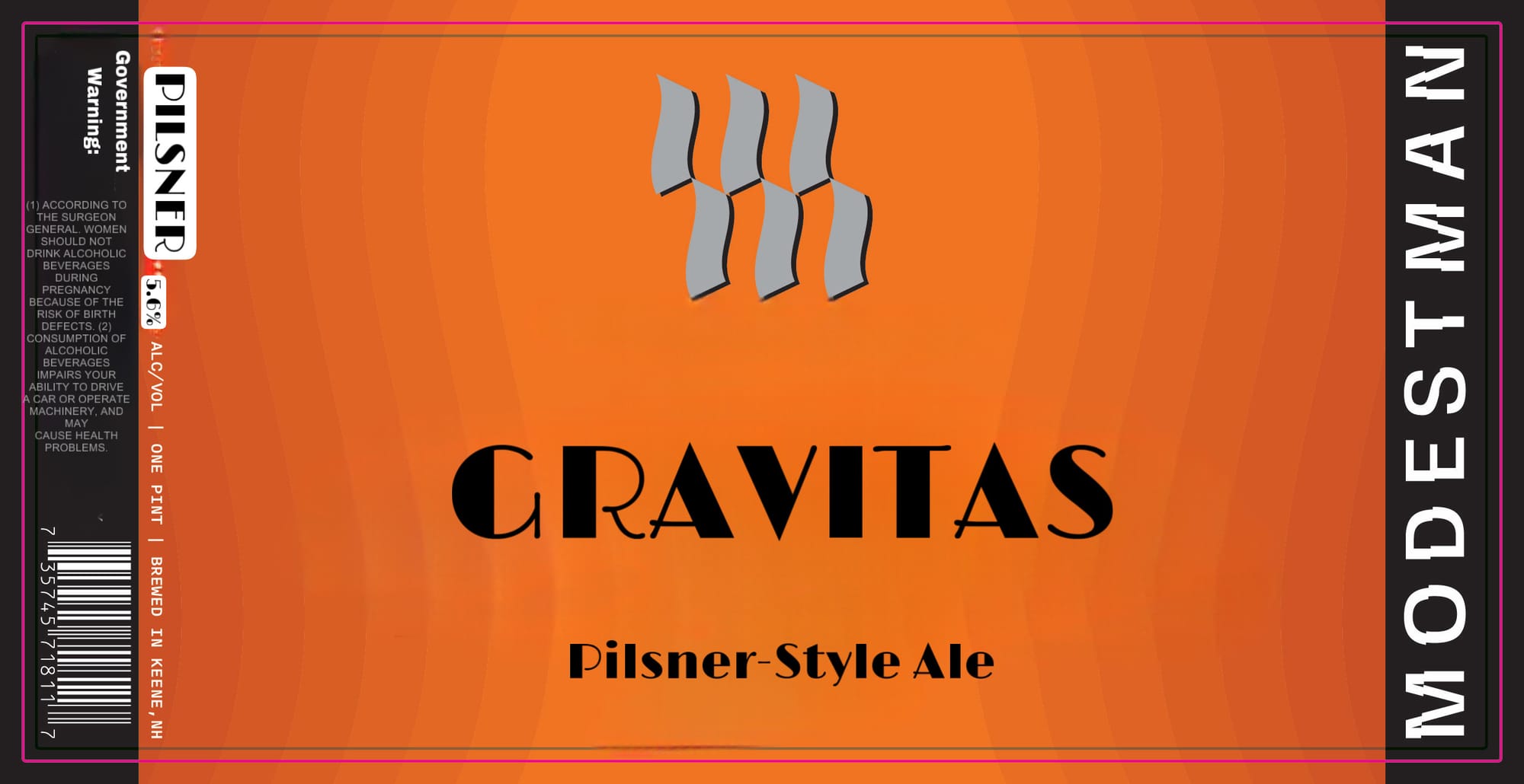 Modest Man by Gravitas - beer label
