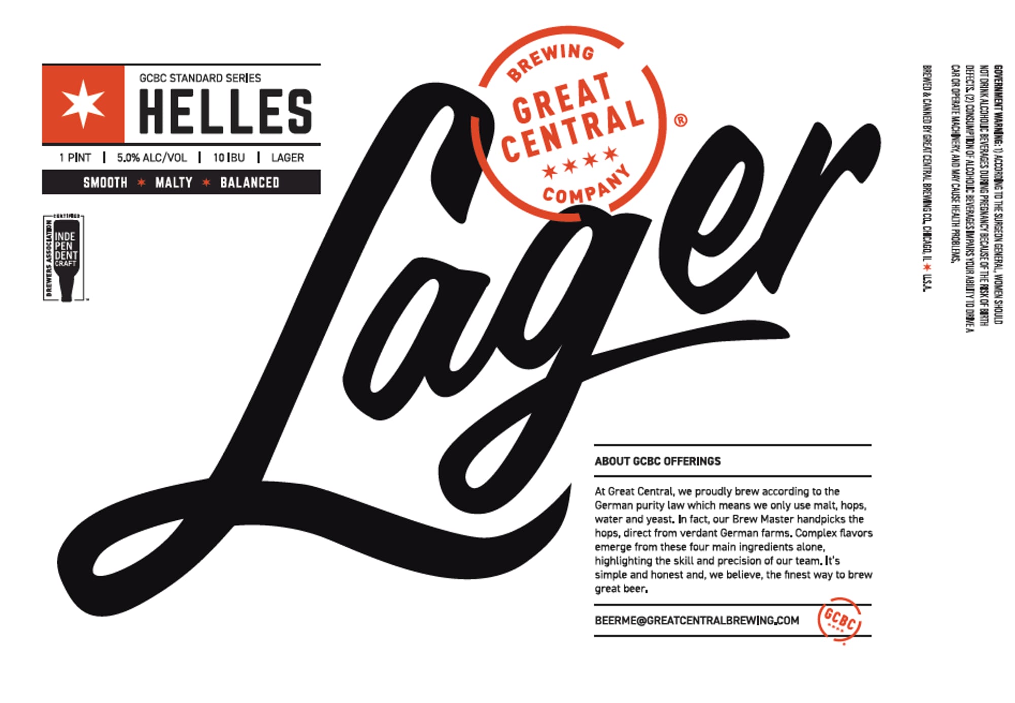 Helles Lager by Great Central Brewing Company - beer label