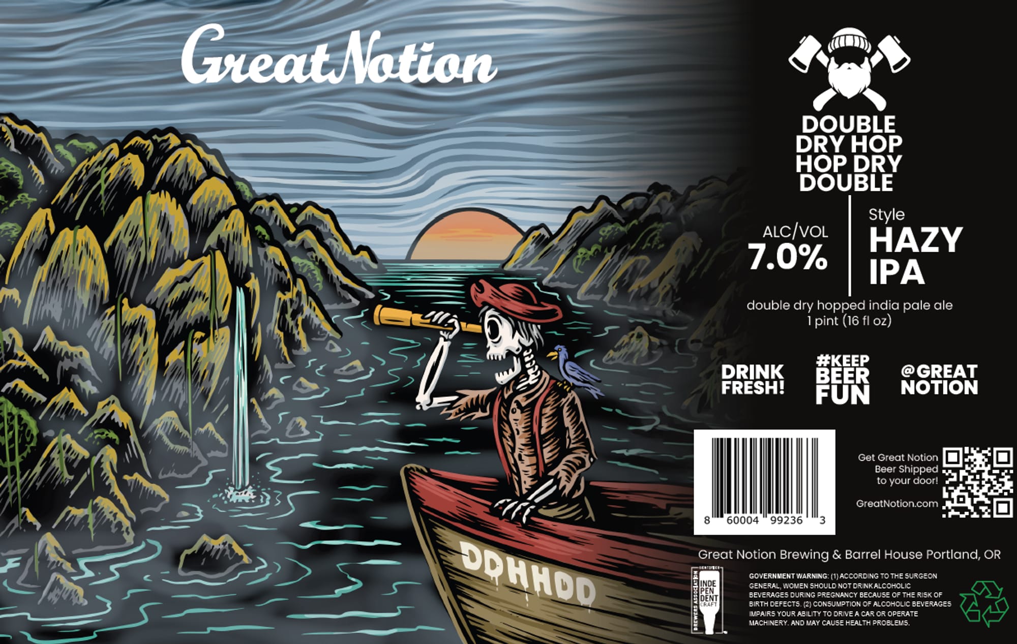 Double Dry Hop Hazy Double IPA by Great Notion Brewing & Barrel House - beer label