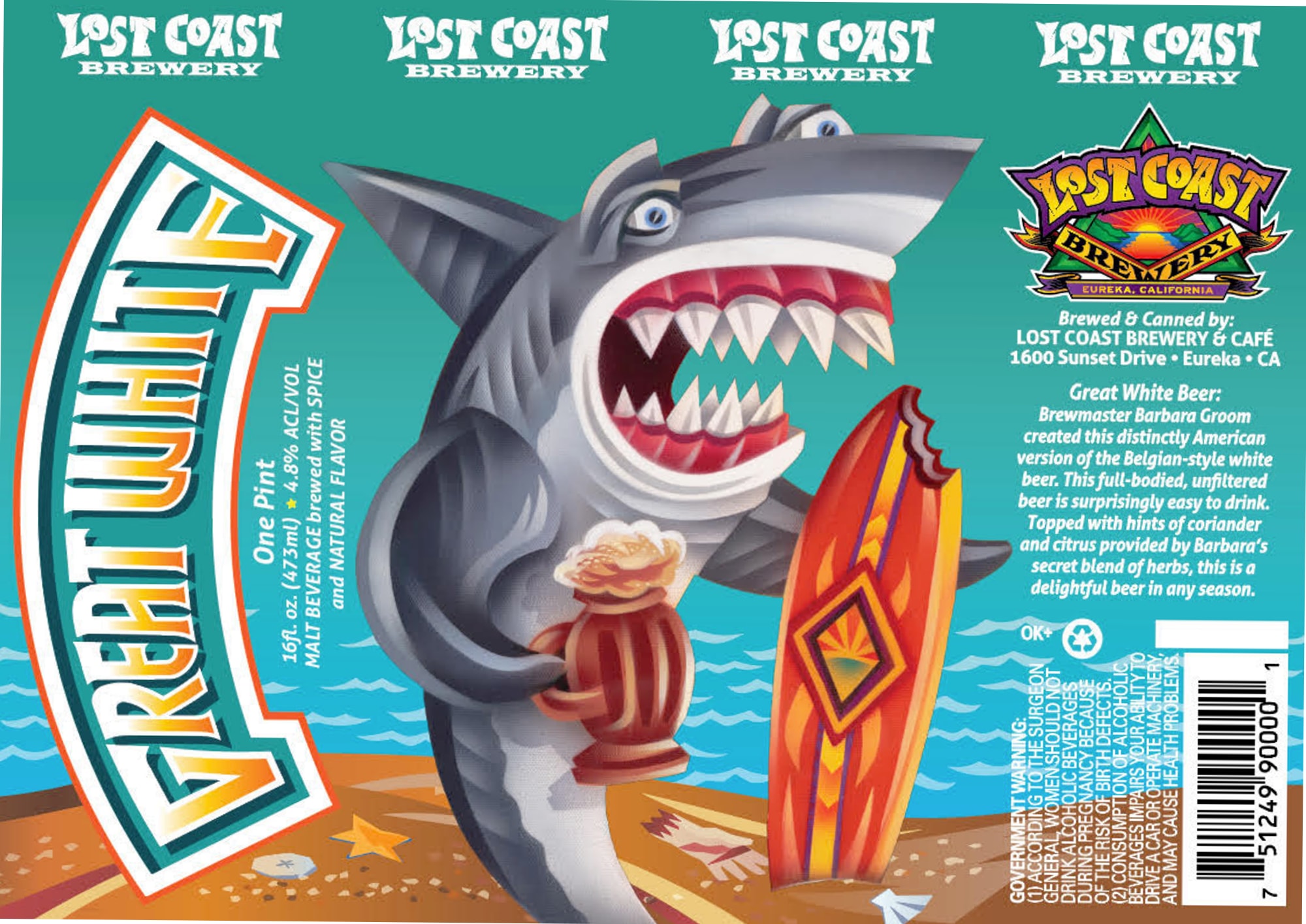 Great White by Lost Coast Brewery - beer label