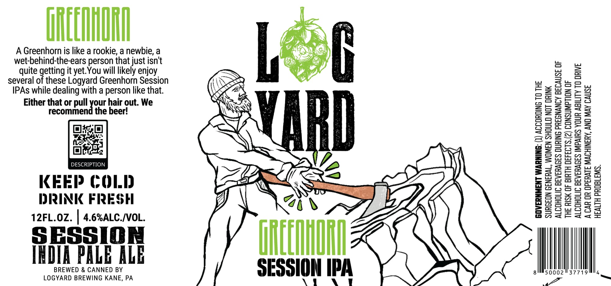 Greenhorn Session IPA by Logyard Brewing - beer label