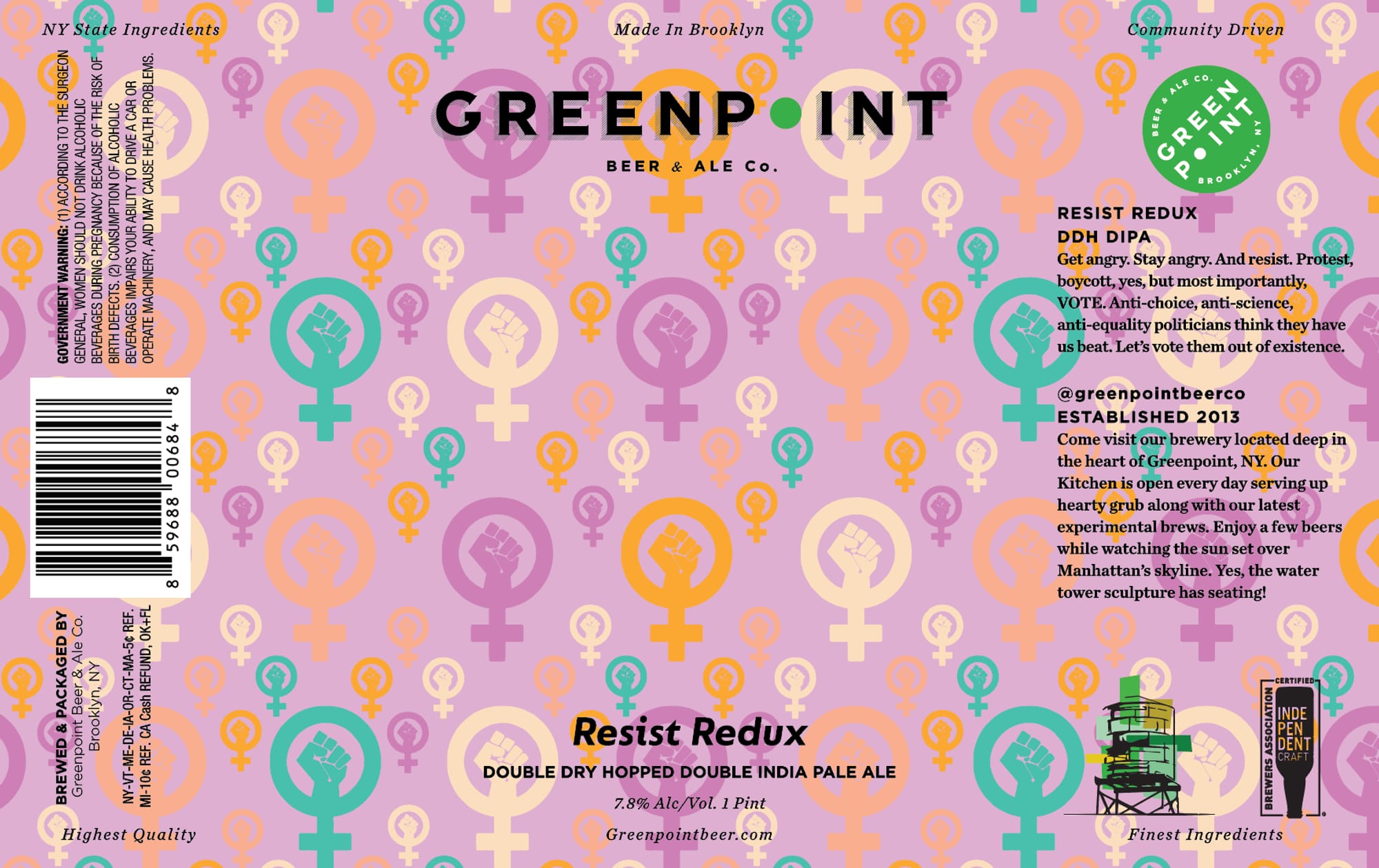Resist Redux by Greenpoint Beer & Ale Co. - beer label