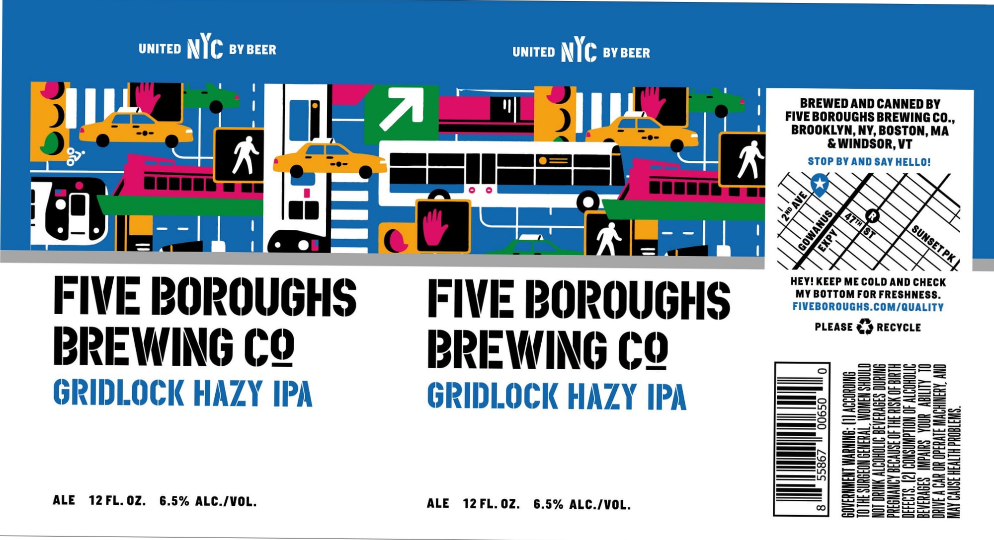 Gridlock Hazy IPA by Five Boroughs Brewing Co. - beer label