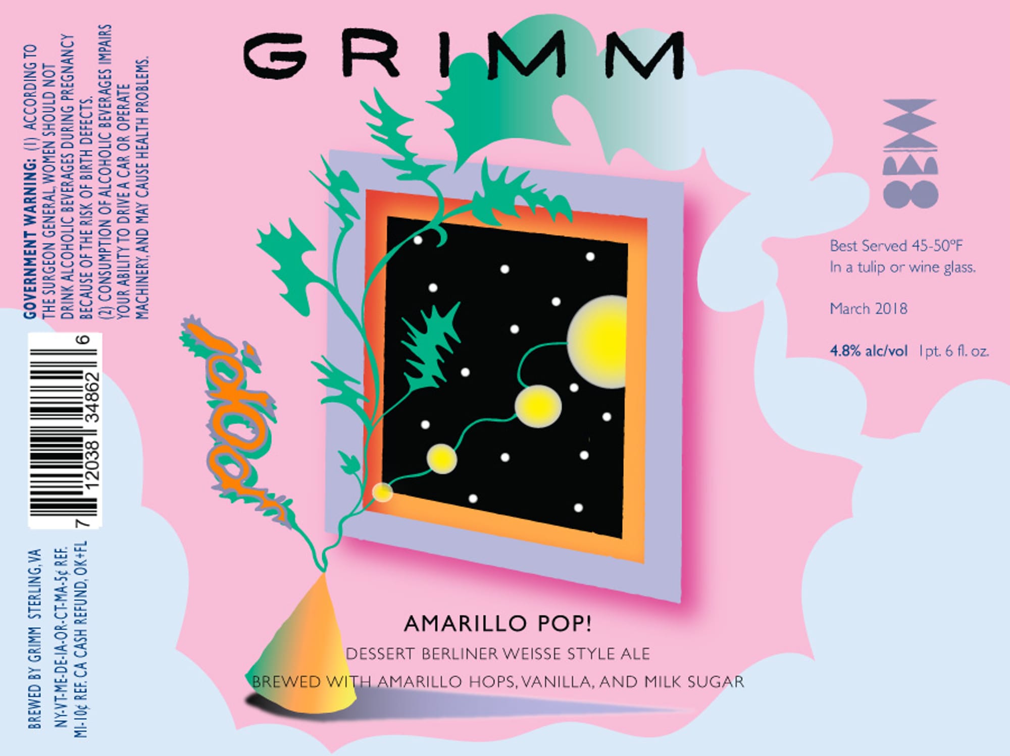 Amarillo Pop! by Grimm Artisan Ales - beer label
