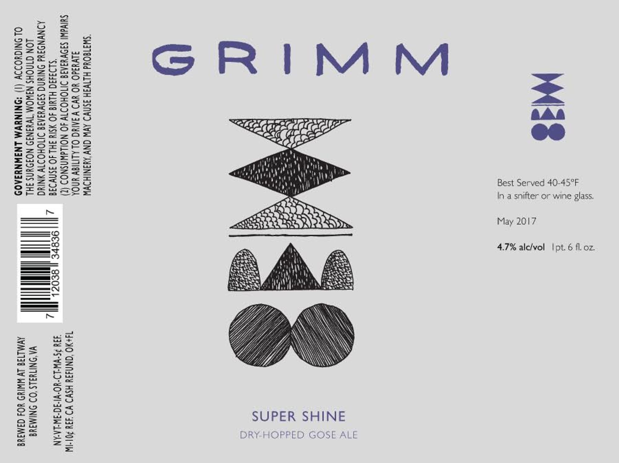 Super Shine by Grimm Artisanal Ales - beer label