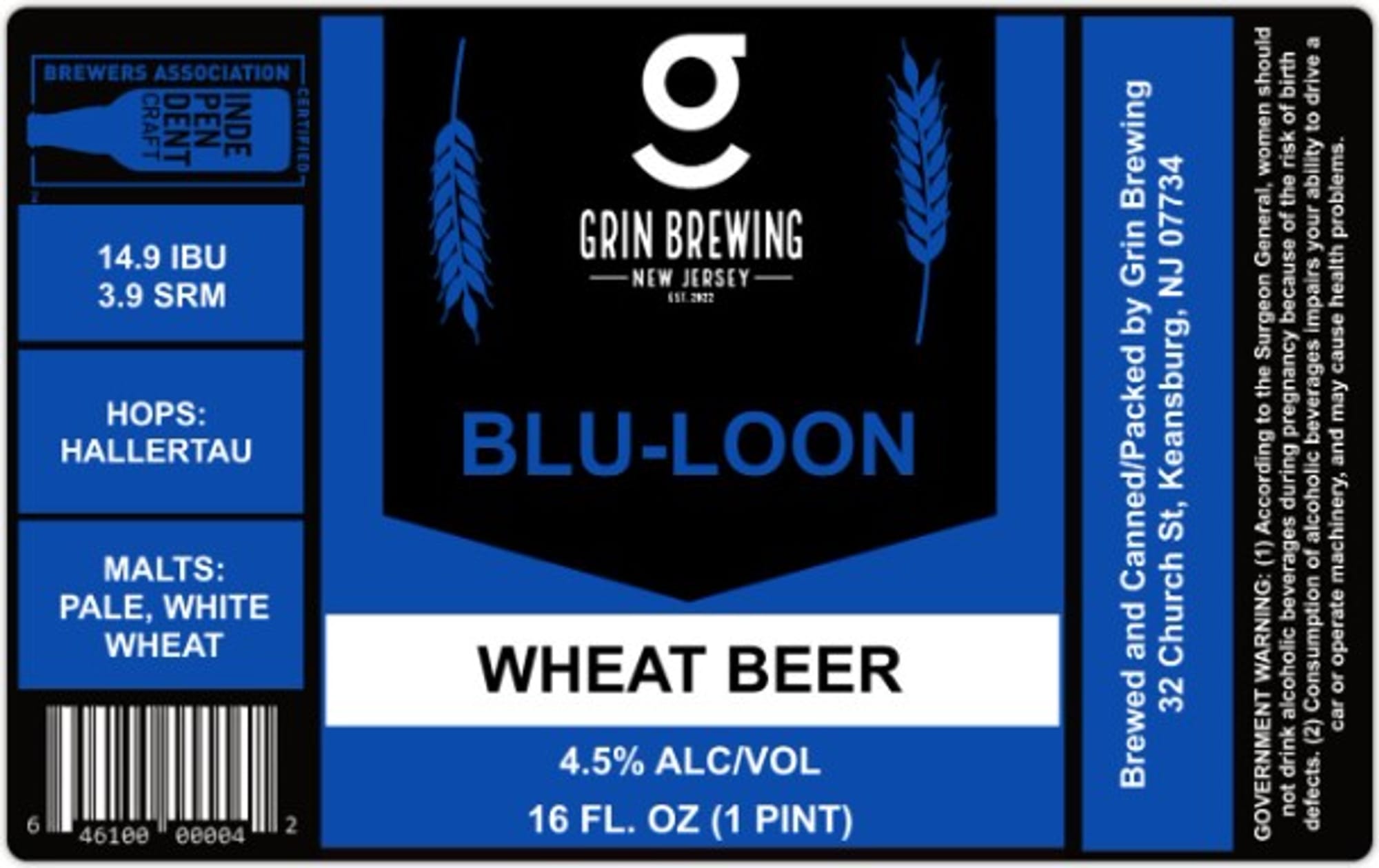 Blu-Loon by Grin Brewing - beer label