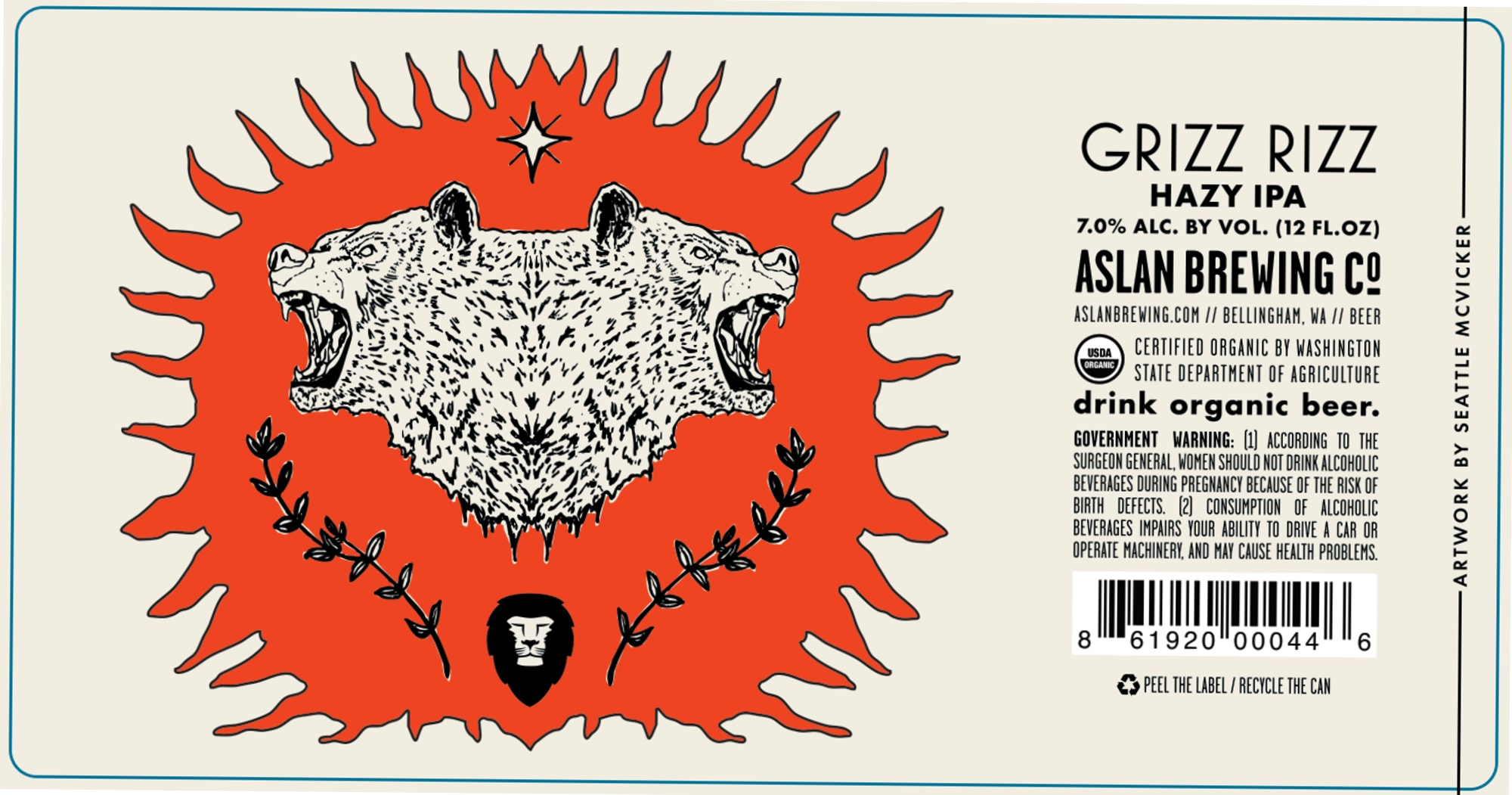 Grizz Riz by Aslan Brewing Co. - beer label