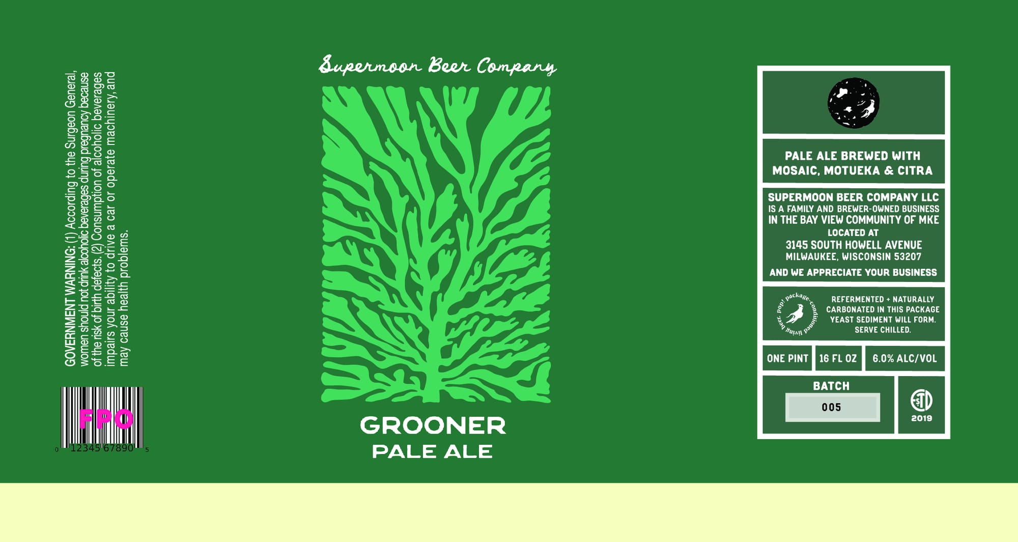 Grooner by Supermoon Beer Company - beer label