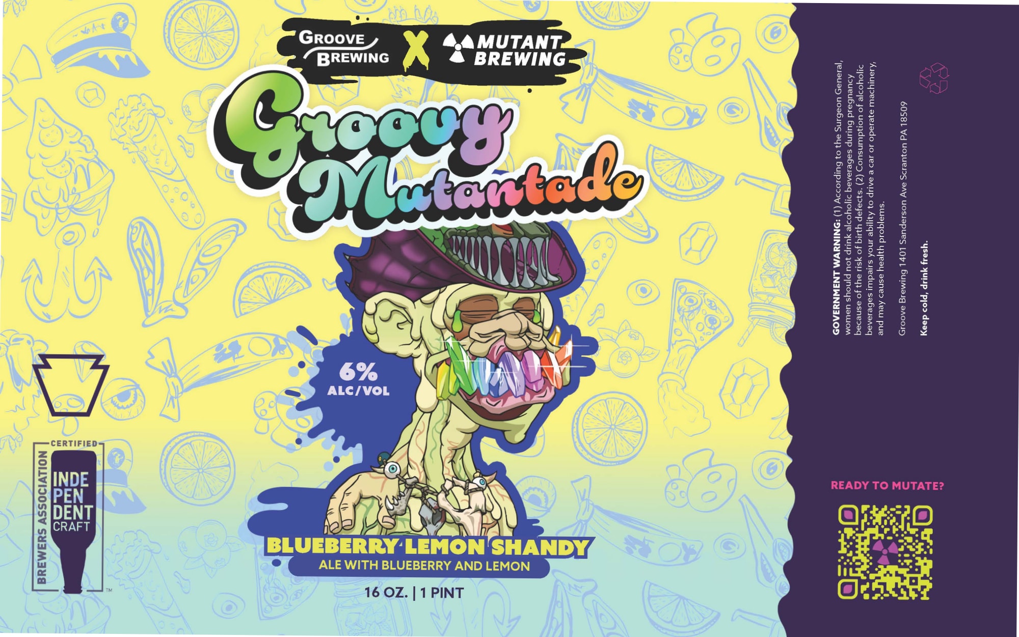 Groovy Mutantade by Groove Brewing & Mutant Brewing - beer label