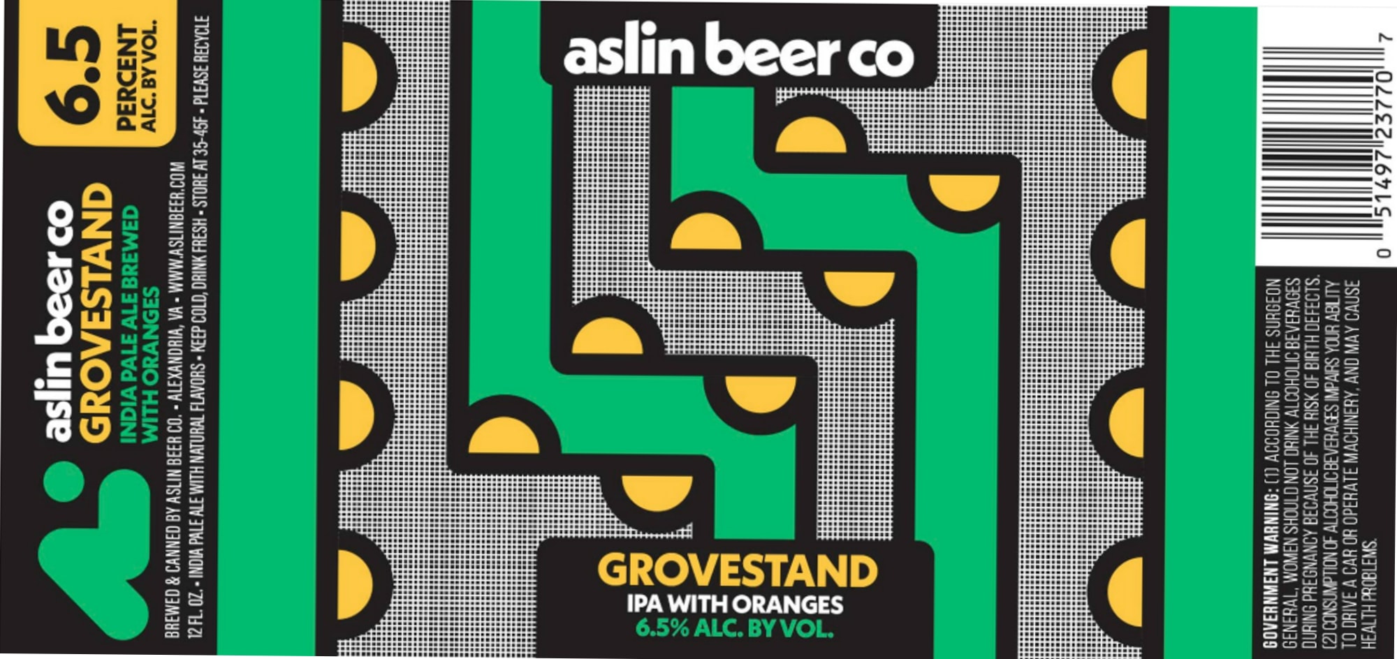 Grovestand IPA with Oranges by Aslin Beer Co. - beer label